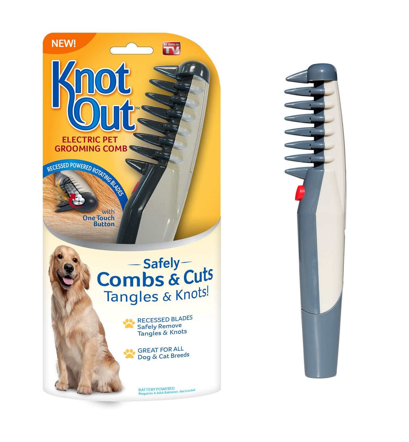 Allstar HI KN124 Knot Out Electric Pet Grooming Comb, Black/Grey