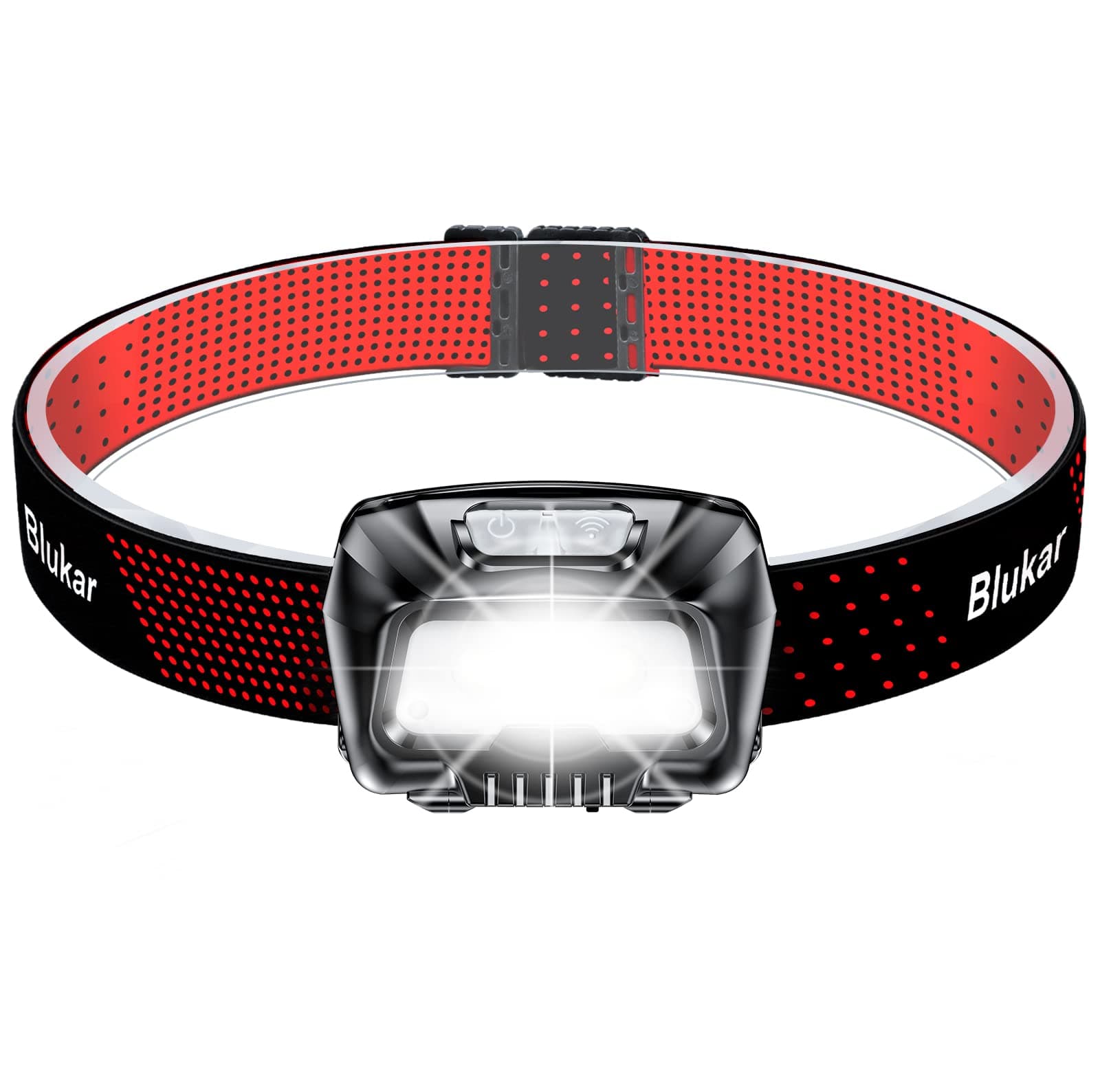 Blukar Head Torch Rechargeable, 2000L Super Bright LED Headlamp Headlight with Sensor Control, 6 Light Modes, IPX5 Waterproof, 30 Hrs Runtime for Power Cuts, Emergency, Running, Hiking etc.