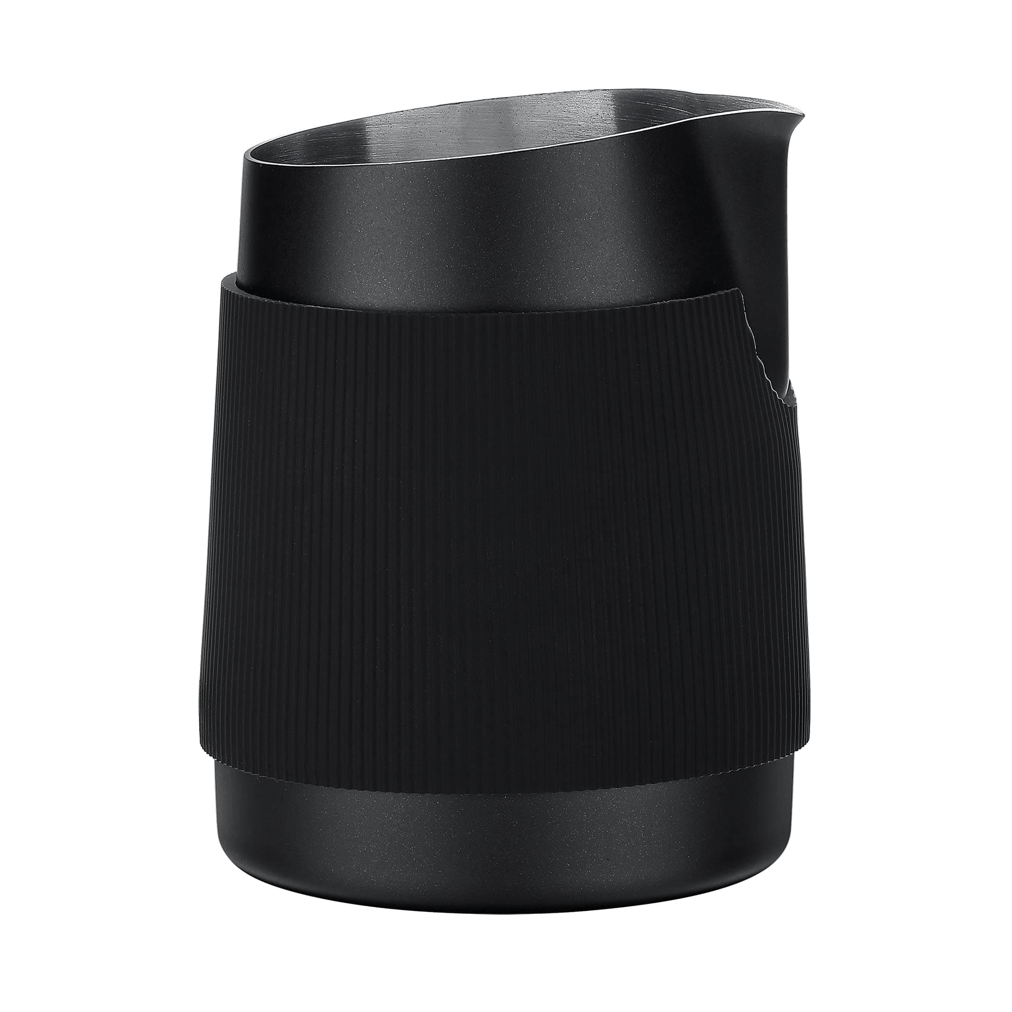 Normcore Handleless Milk Frothing Jug, Milk Pitcher 15.2 oz, Milk Frother Steamer Cup Stainless Steel Espresso Cup, Sharp Spout, Black, 450 ml