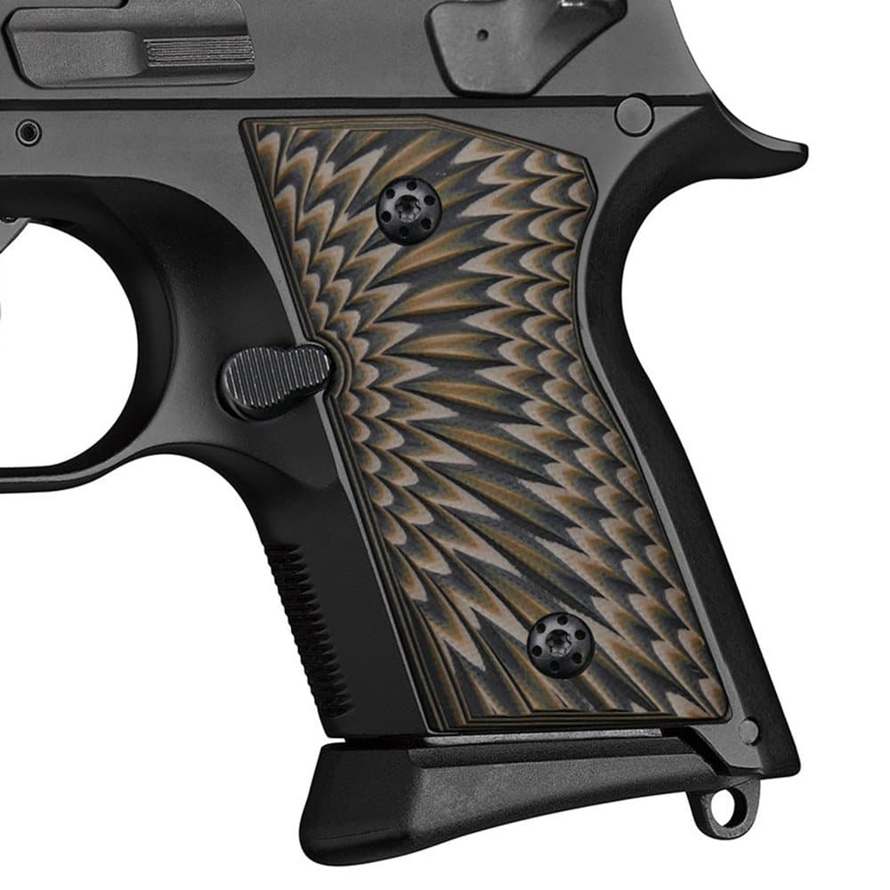 Cool HandG10 Grips for CZ 2075 RAMI, Black Gun Grips Screws Included, Mid Aggressive Sunburst Texture, Work on The Decocker Version, 3/20'' Thin
