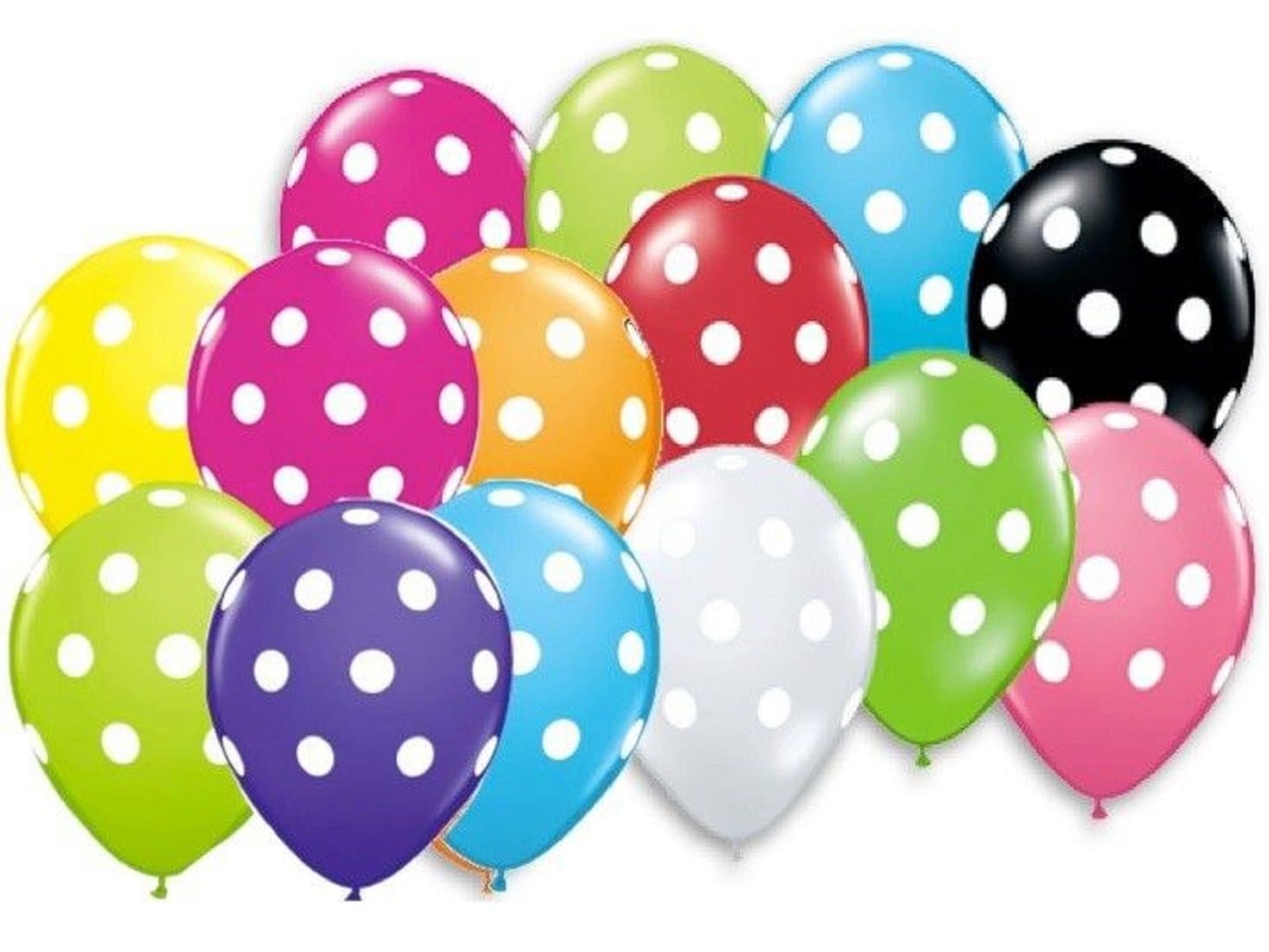 SHREEJI DECORATION Printed Large Polka Dot Latex Balloon, 12 Inch (Multicolour) - Pack of 30