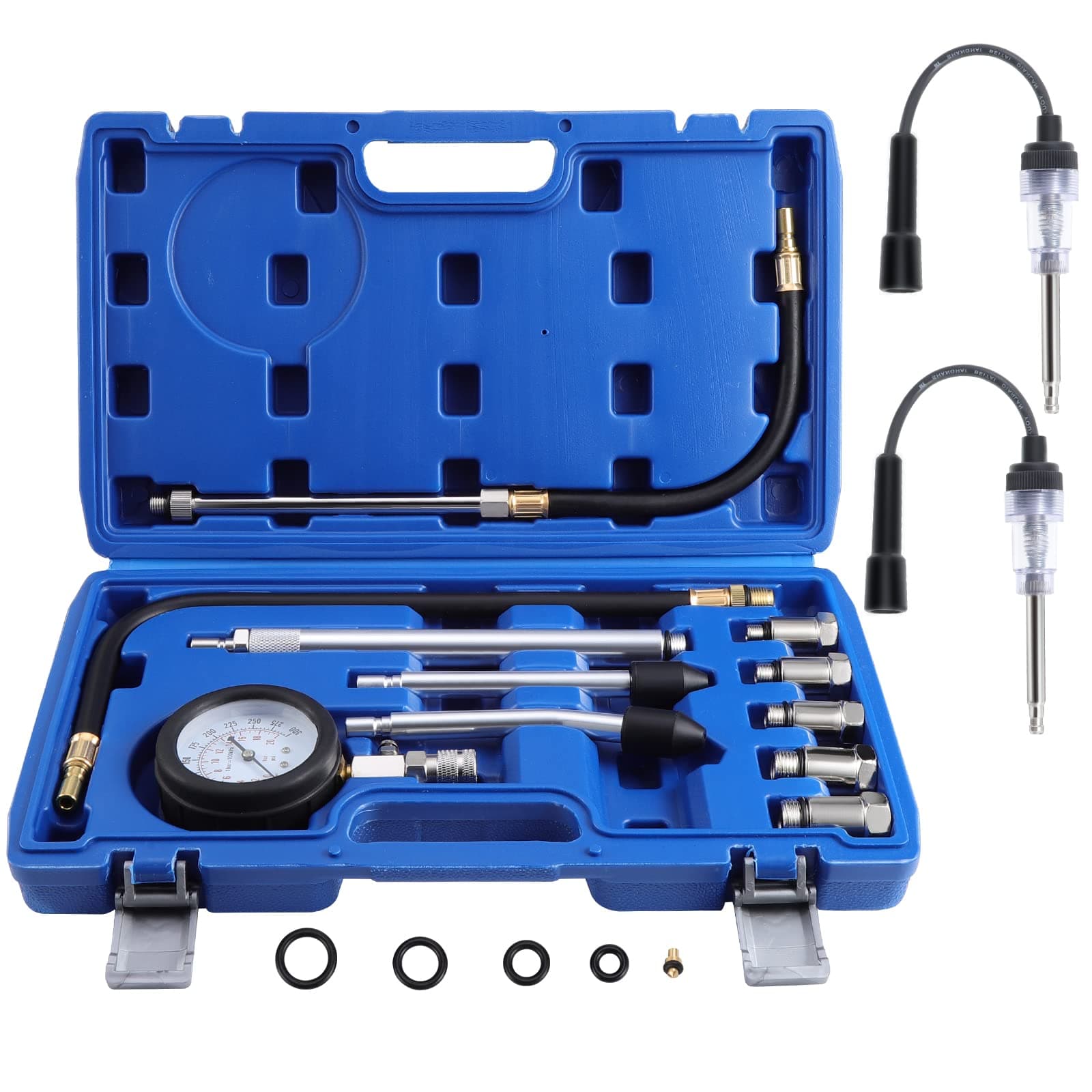 13PCS Engine Cylinder Compression Tester Kit - Compression Gauge Diagnostic Tool with Spark Plug Tester