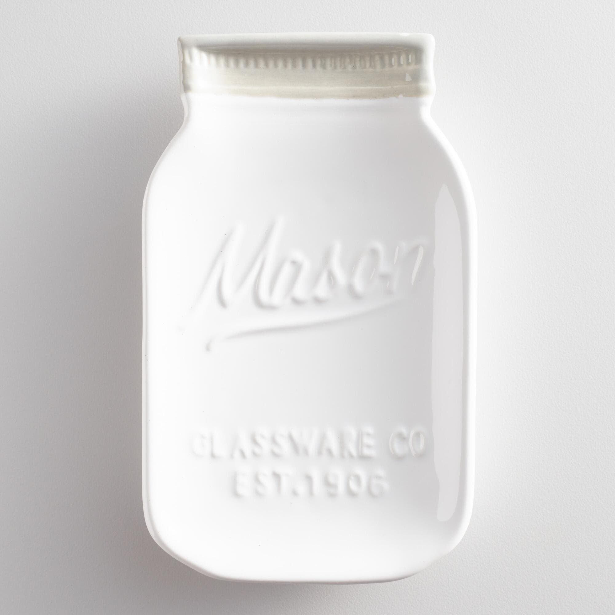 Mason Jar Ceramic Spoon Rest - White