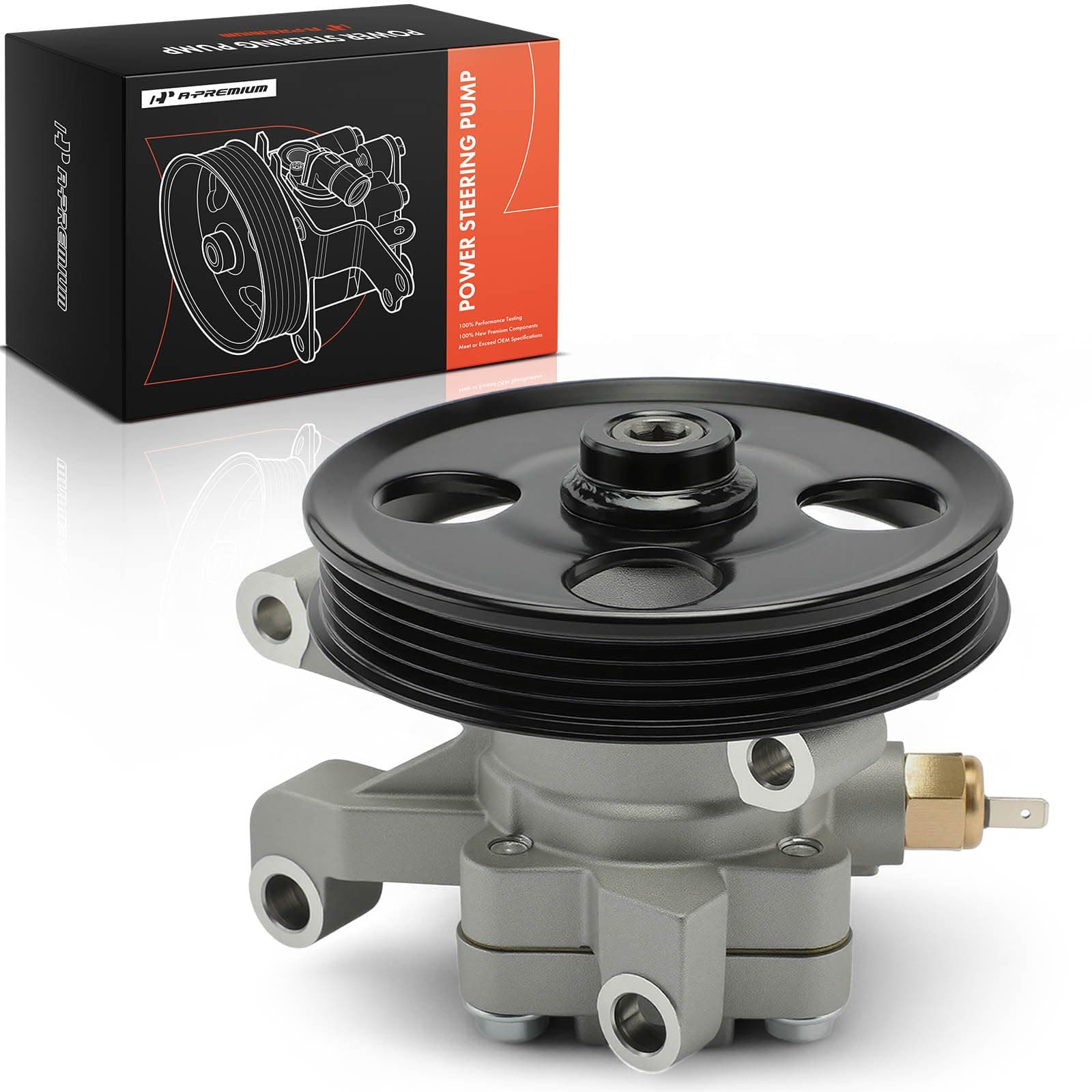 Power Steering Pump, with Pulley, Compatible with Mazda CX-9 CX9 2007 2008 2009 2010 2011 2012 2013 2014 2015, 3.5L 3.7L Gas, Replace # LF2432650C