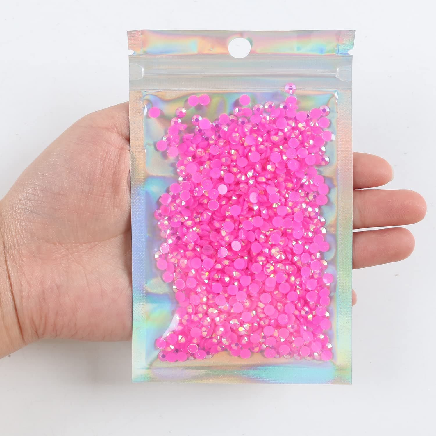 2500pcs 4mm 25gram Jelly Rhinestone AB Color Non Hotfix Glitter Resin Rhinestone Bling Diamonds for Mugs, Bottles, Tumblers, Craft Decoreation (44 Hot Pink AB)