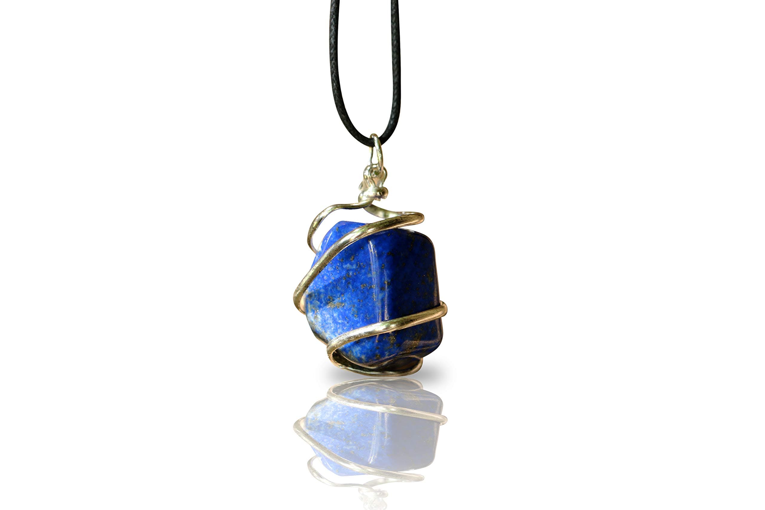Natural Lapis Lazuli Crystal Healing Necklace – for Throat Chakra | Enhances Self-Help, Personality Growth & Self Expression. Natural Stress Aid. Soothe Mind Emotions. with Stylish & Adjustable Chain