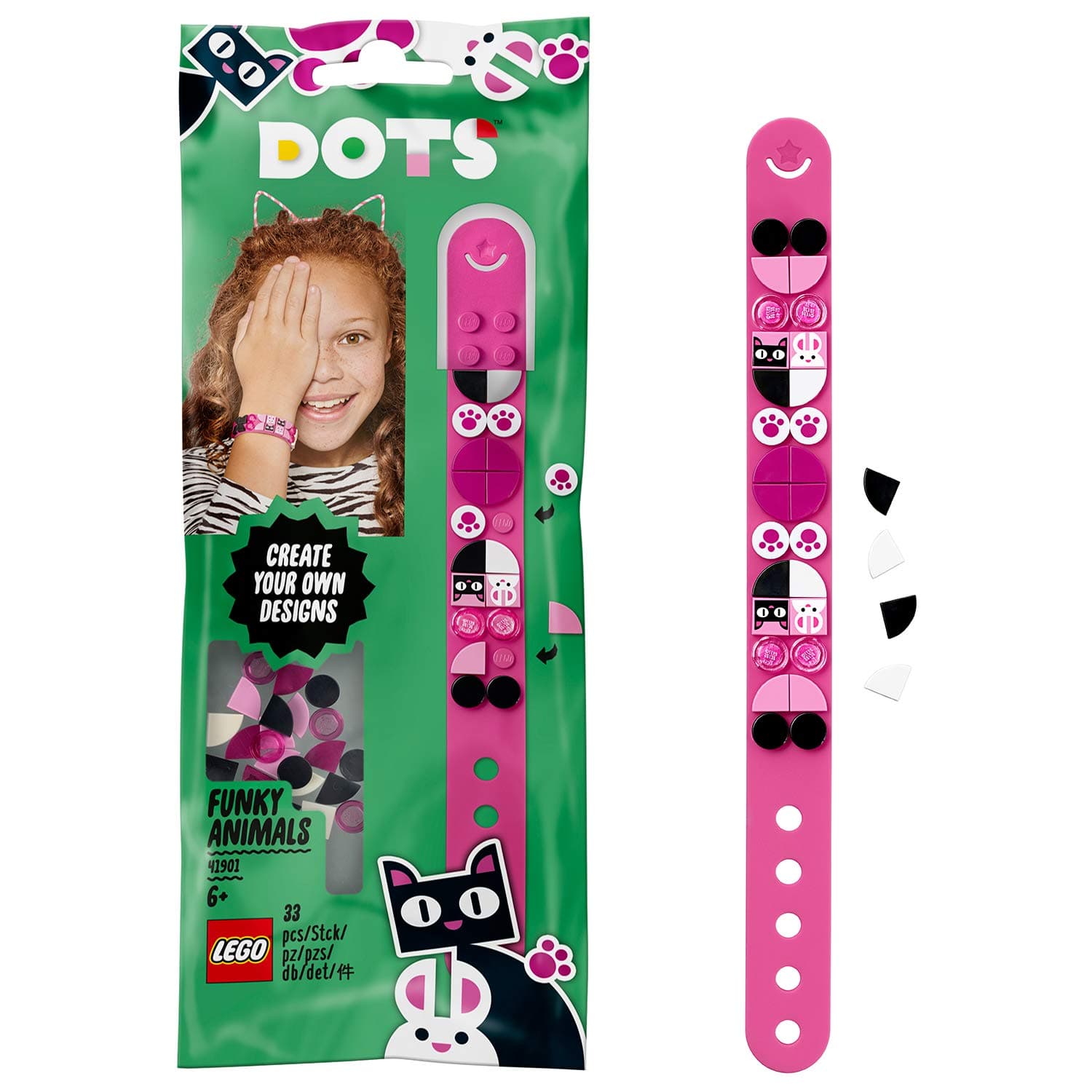 LEGO DOTS Funky Animals Bracelet, DIY Jewellery Beads Set, Art and Craft for Kids 41901