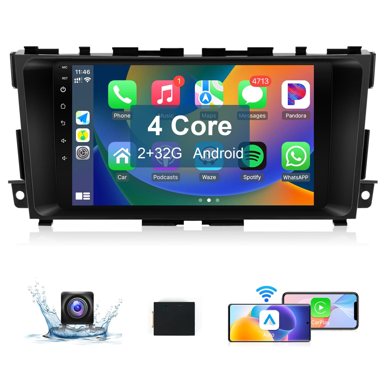 Leadfan Car Stereo for Nissan Altima Teana 2013-2018 Radio Upgrade with Wireless CarPlay Android Auto, 9 Inch Touchscreen in-Dash Bluetooth WiFi GPS Navigation MirrorLink SWC FM Backup Camera