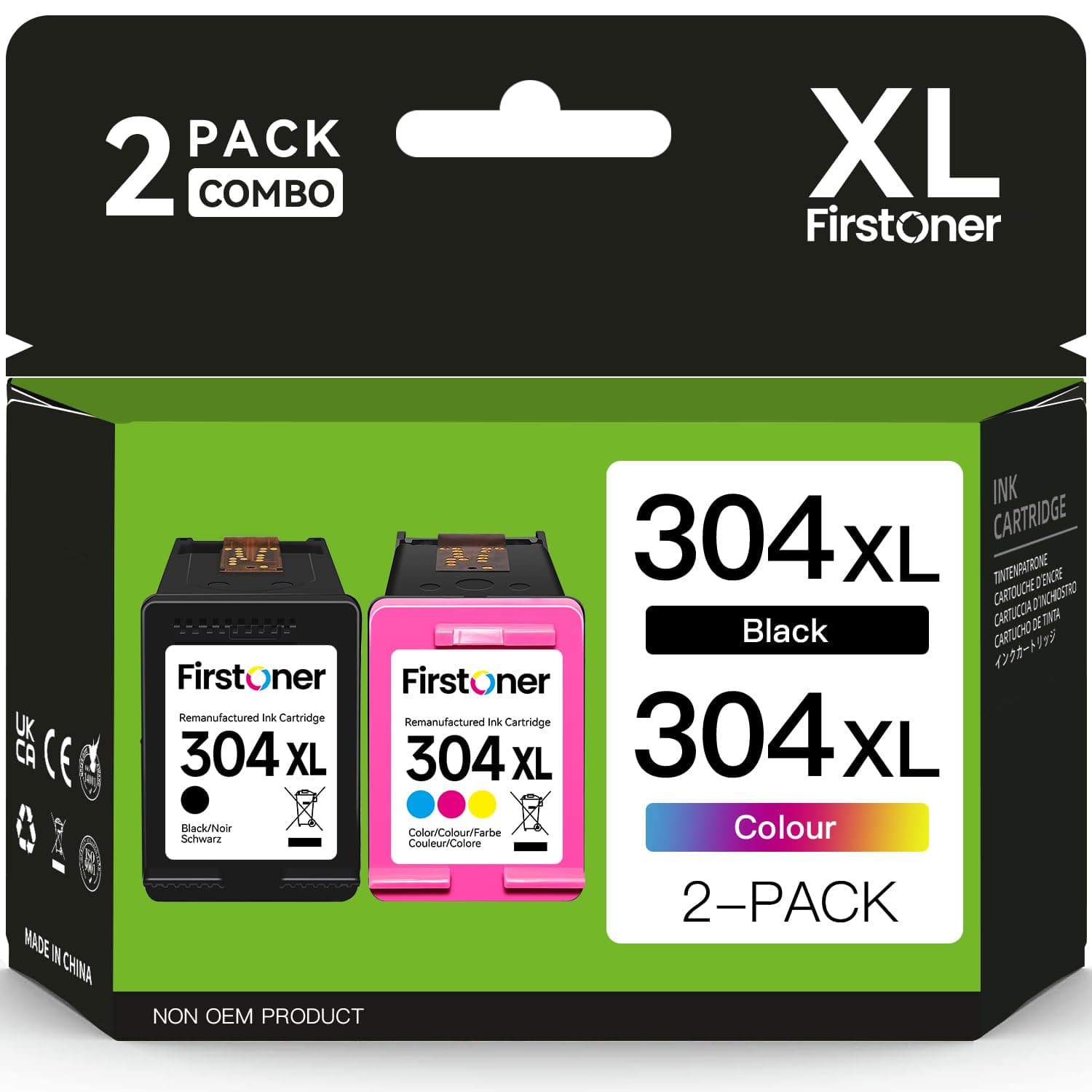 304 Ink Cartridges Combo Pack, XL Replacement for HP Black and Colour Envy 5010 5020 5032 5030 5000 5055 DeskJet 3760 3762 2600 2620 2630 2633 3720 3750