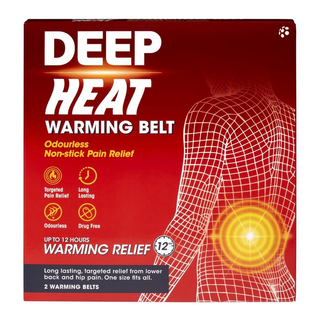 Deep Heat - Warming Belt, Long Lasting Pain Relief Heat Therapy (Pack of 2 Be...