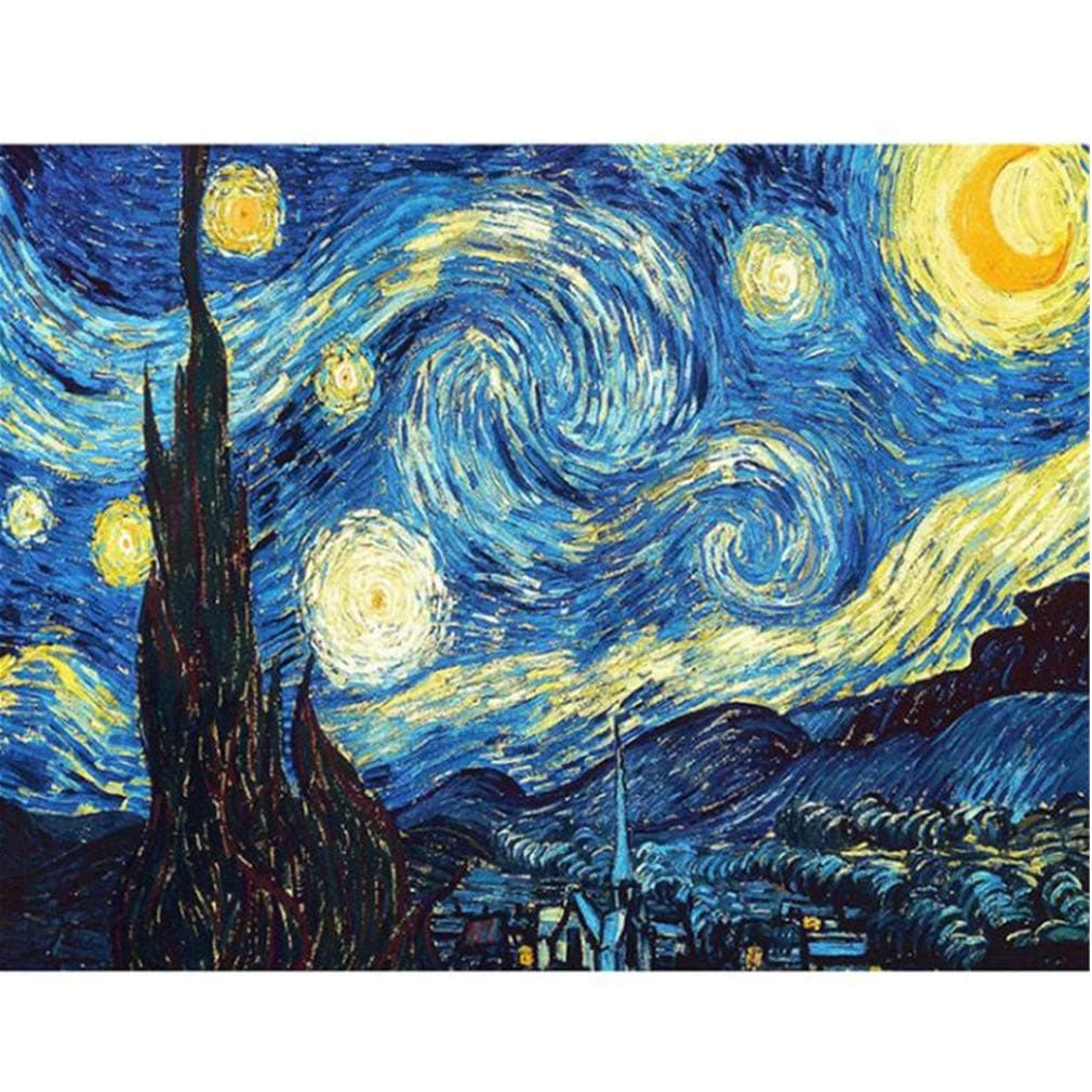 Playmate AM ANNA Playmate DIY 5D Diamond Painting Kits for Kids & Adult The Starry Night Van Gogh Round Rhinestone Embroidery Cross Stitch Arts Craft Canvas Wall Decor