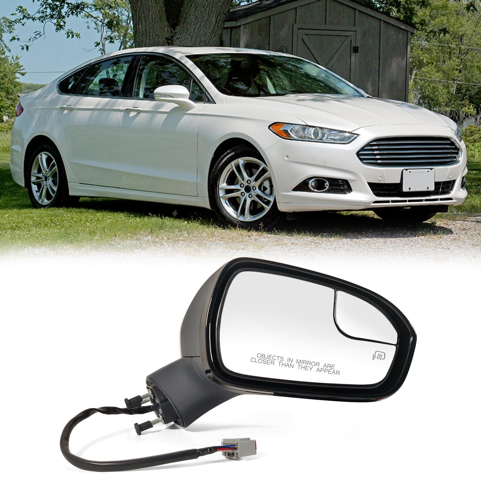 Lqito Right Passenger Side Door Mirror Fits 2013-2016 Ford Fusion Sedan S SE SE Hybrid | Heated Power In-housing Signal Light,Puddle Lights,Manual Folding Replace: DS7Z17682BA