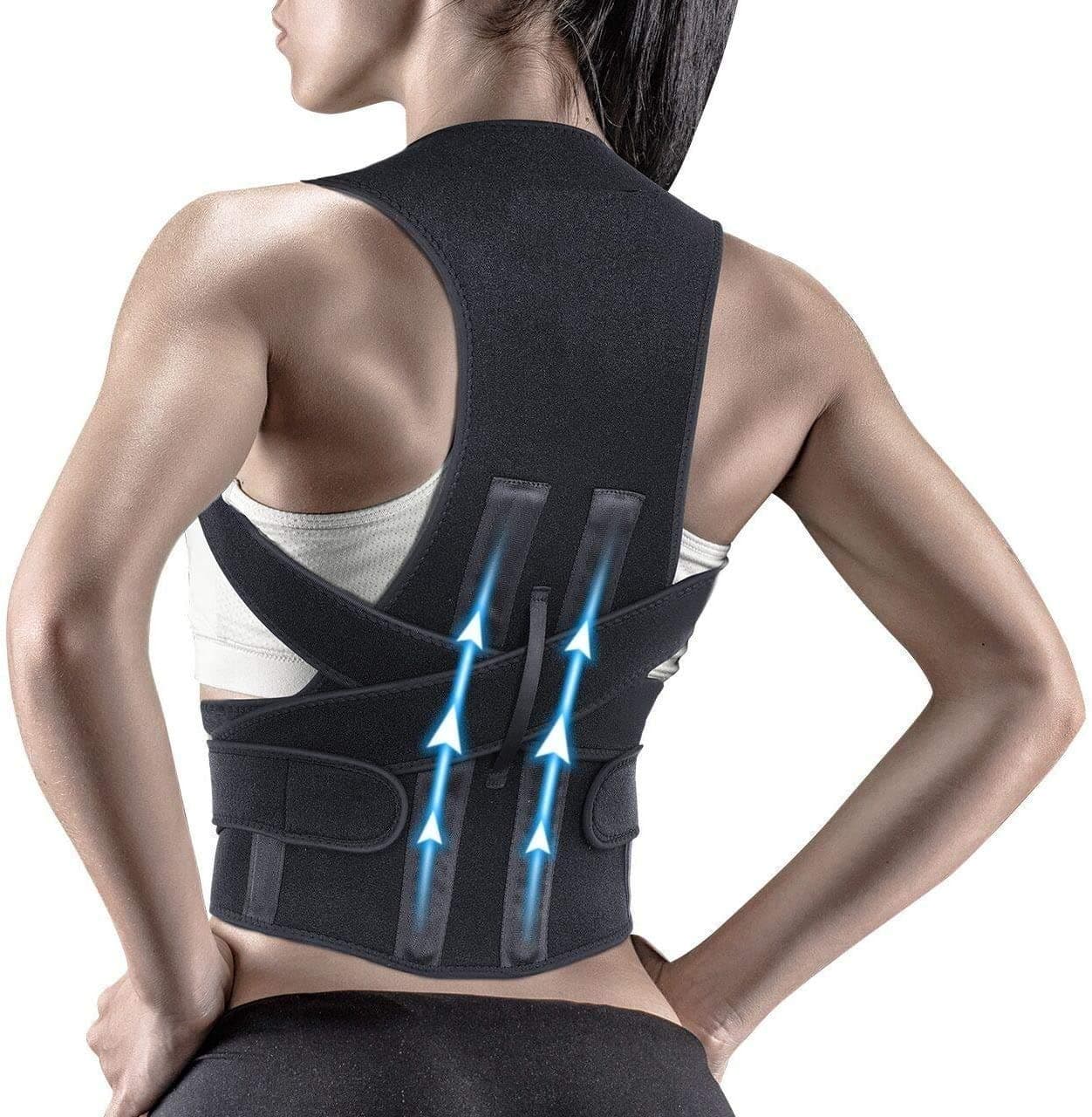 Premium Magnetic Back Brace Posture Corrector Therapy Shoulder Belt for Lower and Upper Back Pain Relief with Dual Metallic Plates at back Back Support Man & Woman (Free Size)