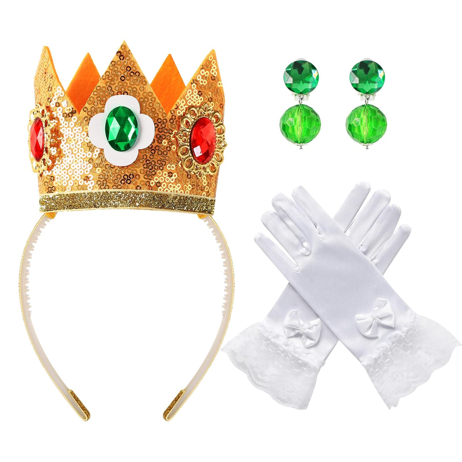 FancheerPrincess Crown Gloves for Girls Dress Up Halloween Costume Accessories