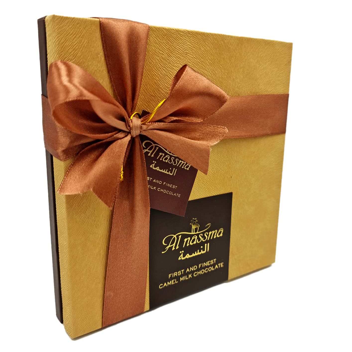 Camel Milk Chocolate Praline Gift Box (9 Piece Pralines: Hazelnut Nougat, Arabic Coffee, Pistachio Marzipan) | Made in Dubai Arabian Gourmet | Perfect for Eid Present, Eidiya,UAE union Day