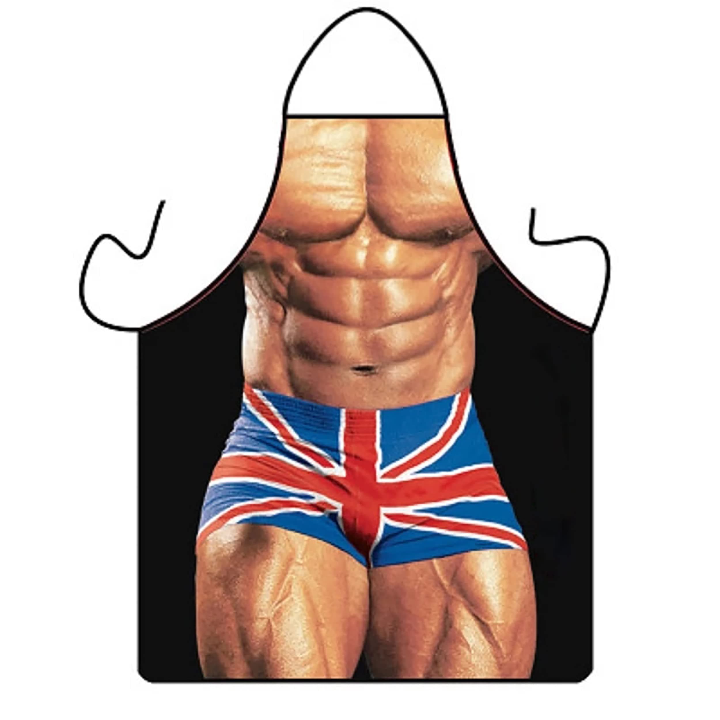 Gadgetking Sexy Apron Prank Xmas Gift Present for Friends Him Husband Fun Rude Boyfriend Union Jack British Flag Joke Prank English England Novelty BBQ Baking Chef Cooks Cooking
