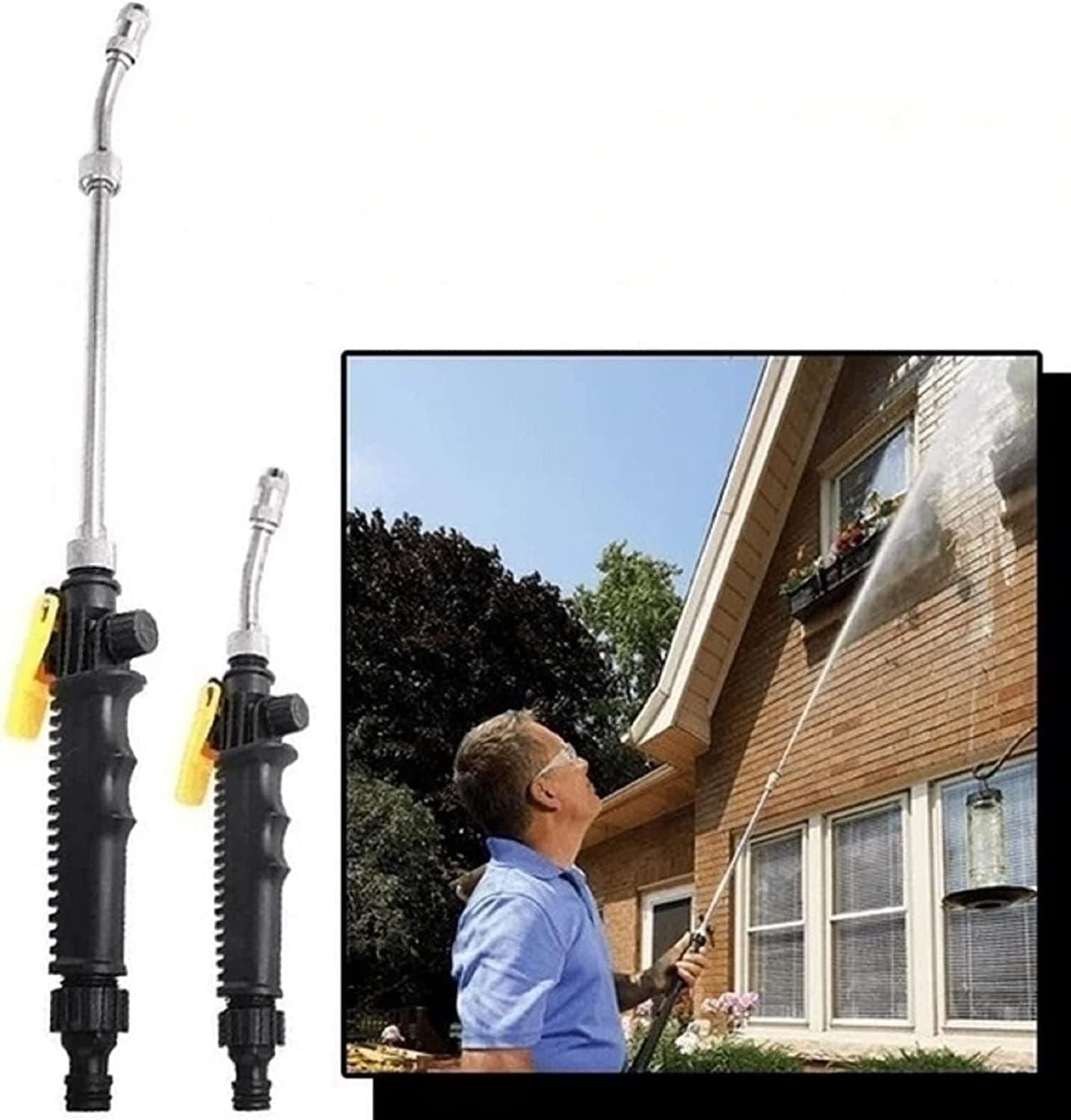 High Pressure Power Washer, Portable High Presure Cleaning Tool, Household Metal Garden Sprinkler Water Hose Nozzle Sprayer Adjustable Hose Jet Nozzle for Garden（Connection Accessories Not Included）