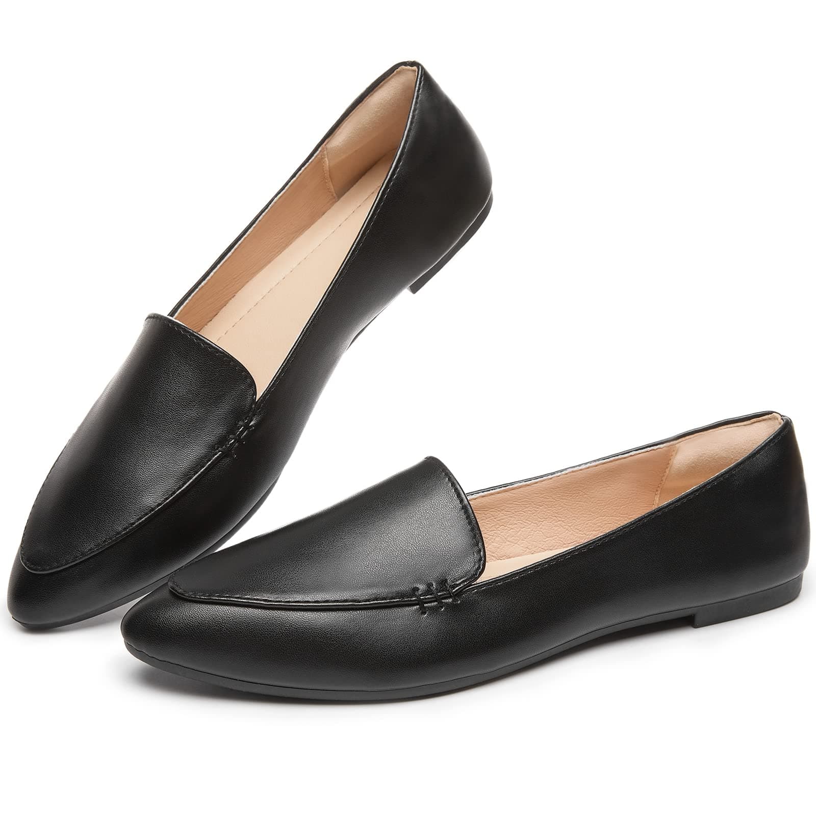 FINIWORLoafers for Women Flats Shoes Women Pointed Toe Dress Shoes Comfortable Memory Foam Penny Loafers Slip On Shoes