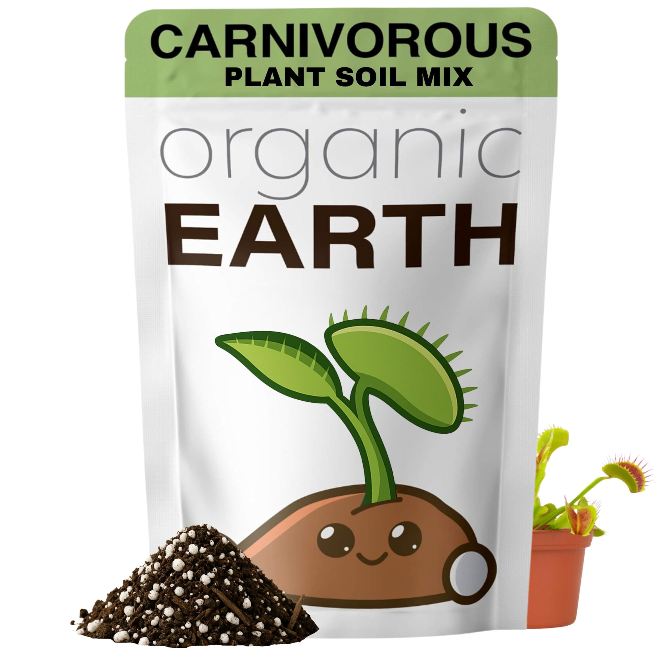 Organic Earth Carnivorous Plant Soil Mix 1 QT - Plant Food Peat Moss & Perlite for Carnivorous Plants - Terrarium Soil, Pitcher Plant Soil, Venus Fly Trap Soil