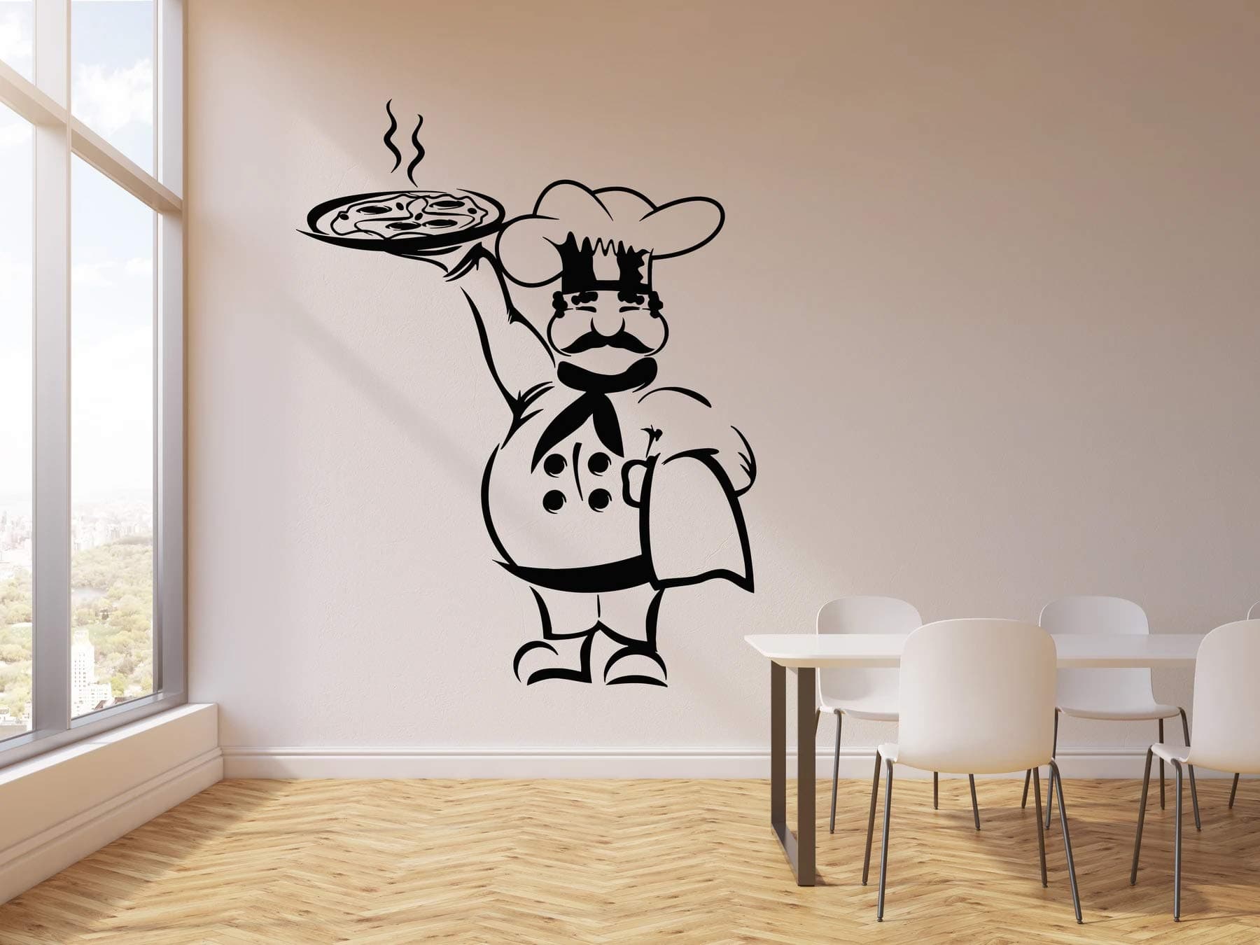 Chef Wall Stickers Restaurant Kitchen Bakery Stylish Kitchen Hotel Home Wall Decoration L X H 45 X 60 Cms