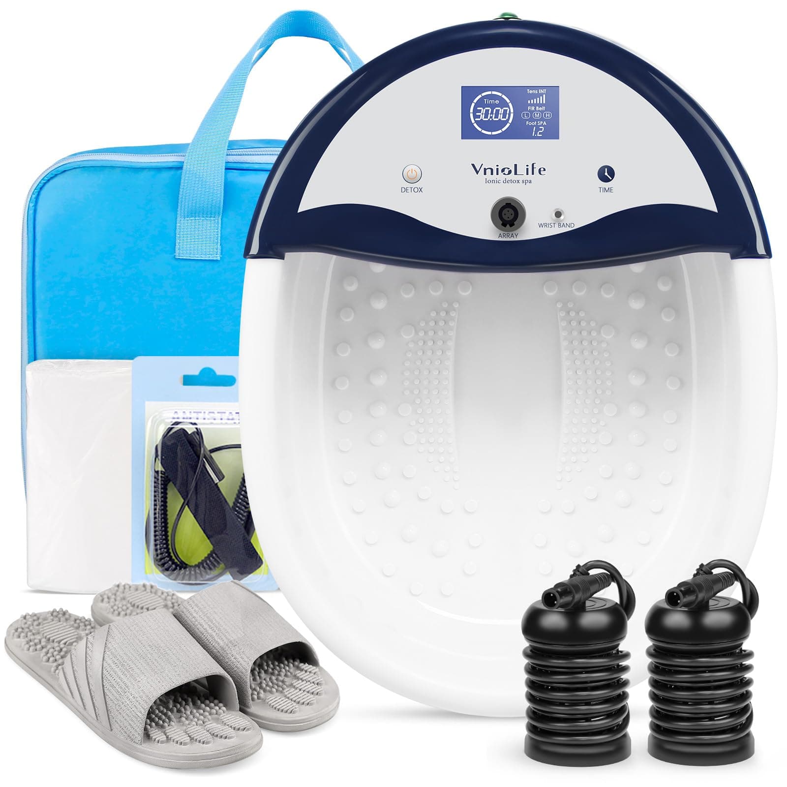 Ionic Foot Bath Detox Machine, Ion Detox Foot Bath Cleanse, Foot Detox Spa with Waist Strap, Arrays, Slippers | LED Display, Time Setting (P1)