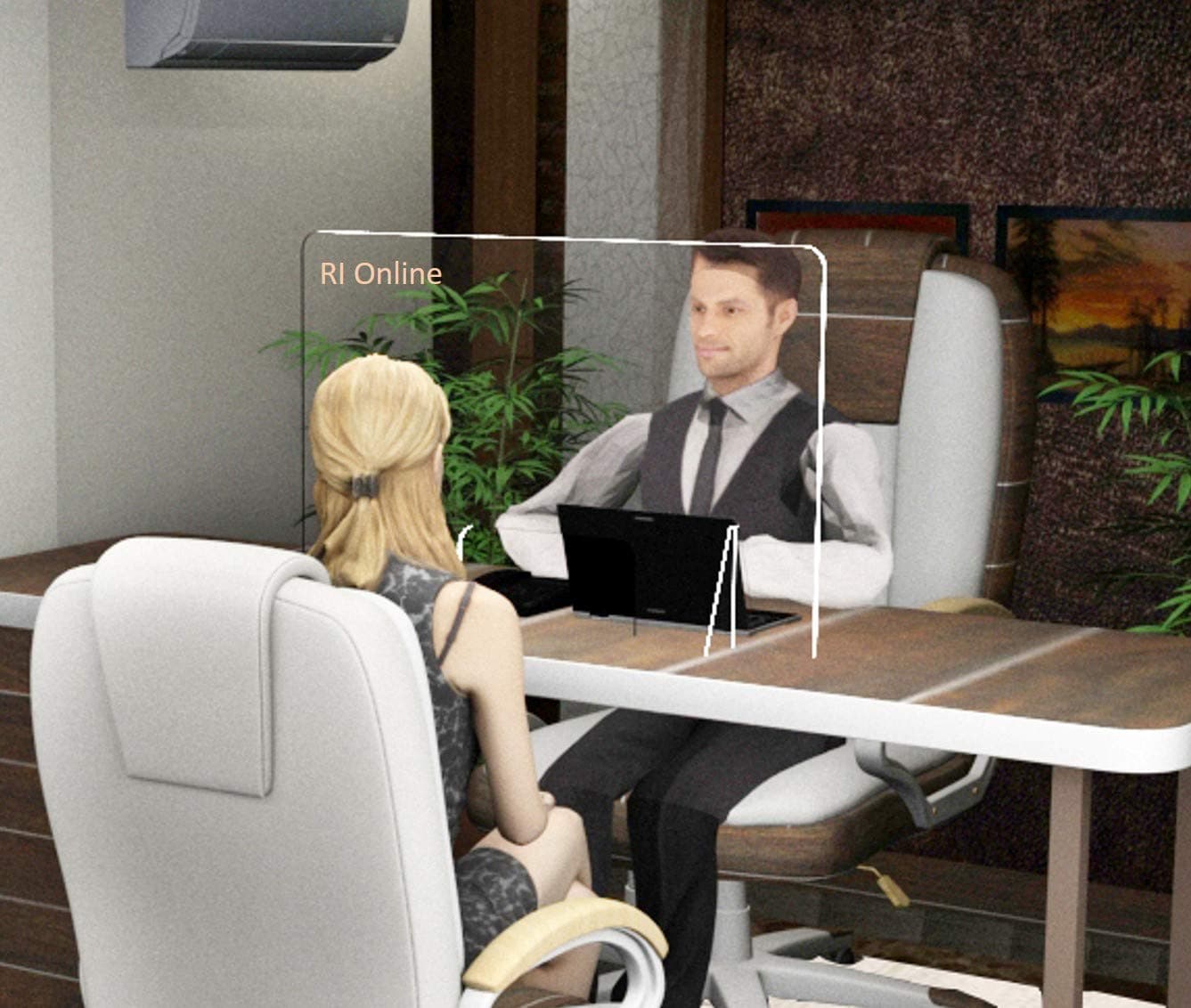 Desk Shield Sneeze Guard Safety Barrier Acrylic Protection for every counter from airborne virus droplets Must Buy for retail shop,Doctors & Lawyer & schools & institutes by RI Online Size 36"x24"x5mm