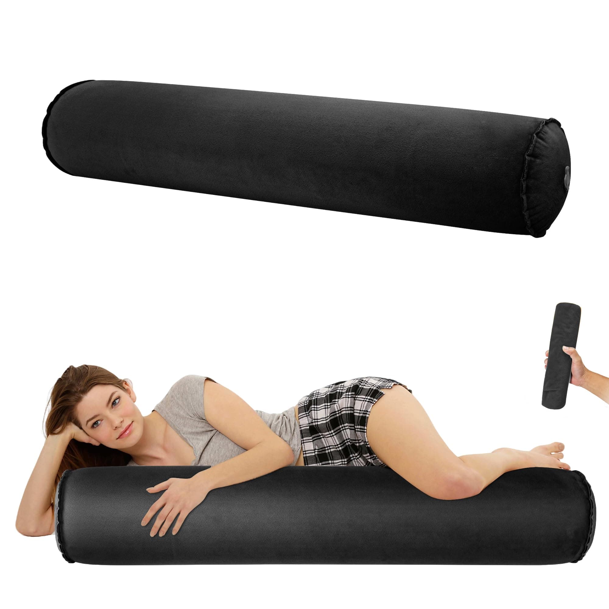 EULANT 47inch Inflatable Long Bolster Body Pillow for Adults Pregnant,Travel Body Pillow Hug Pillow for Bed,Round Cervical Roll Cylinder Bolster Pillows for Hugging Sleeping,Back etc