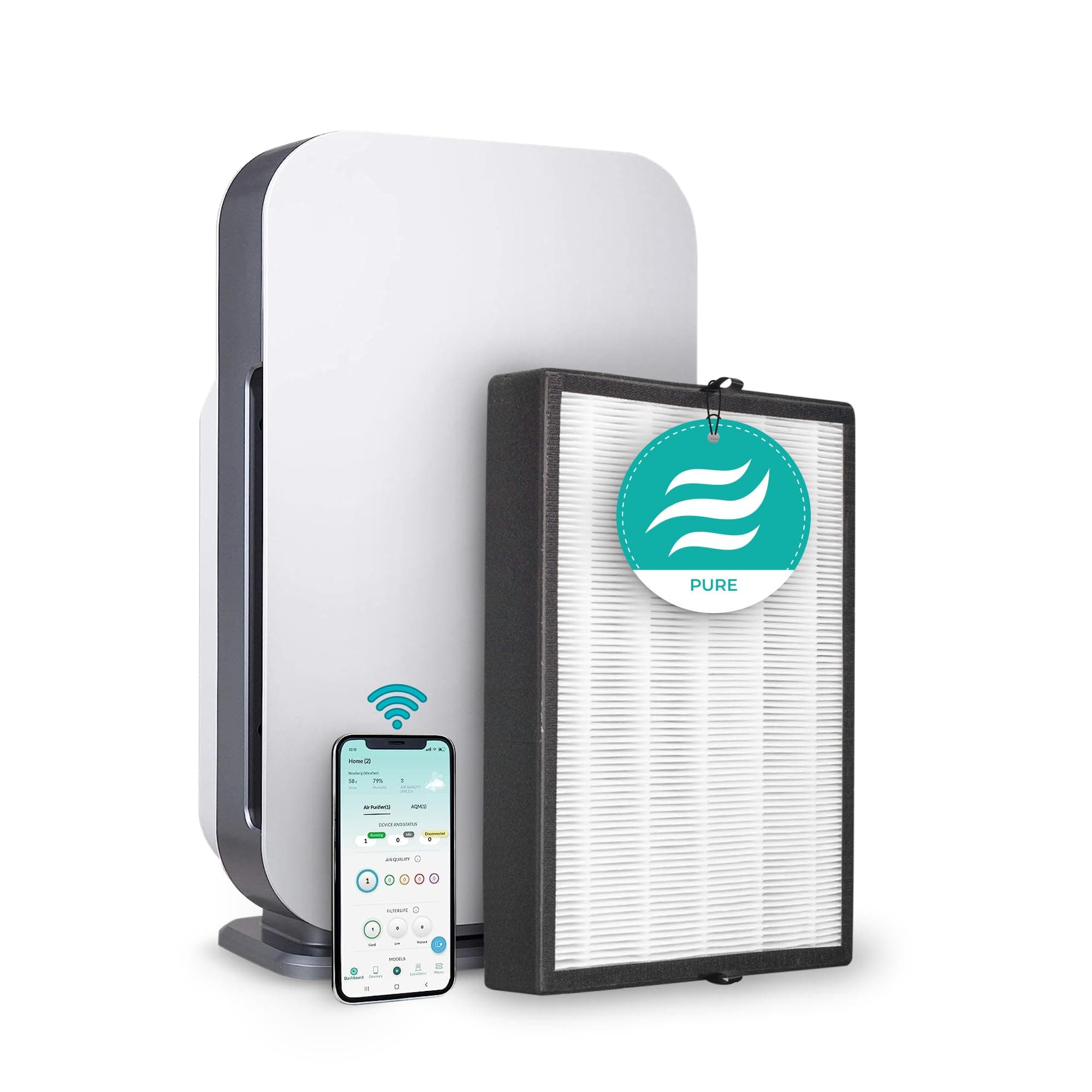 Alen Air Purifier BreatheSmart 45i HEPA with Pure Filter for Large Rooms up to 1600 Sq. Ft. - Perfect for Bedrooms - Captures Allergens, Dust, & Mold