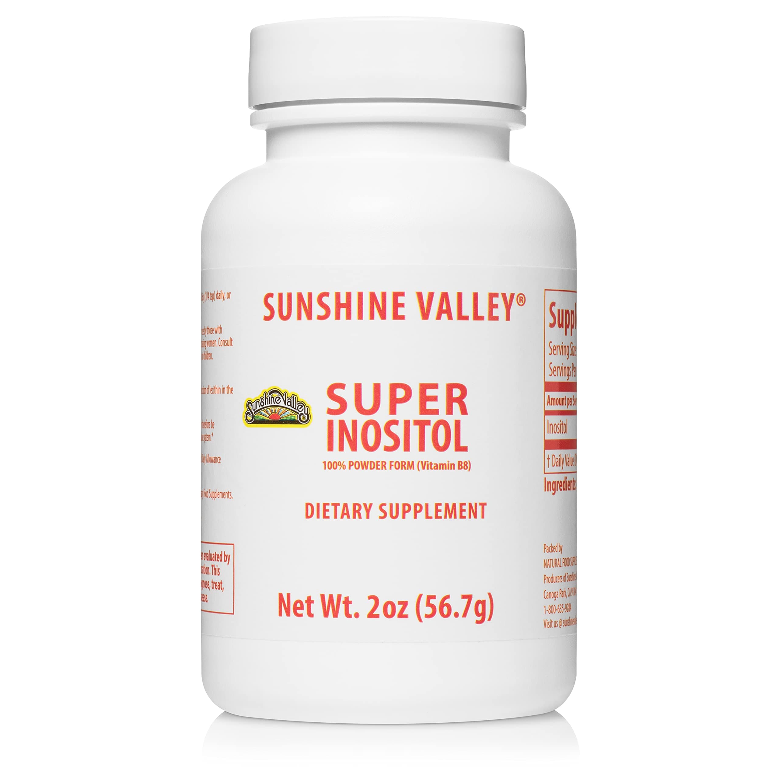Sunshine Valley Super Inositol Vitamin B8 Powder-PCOS Supplement for Women-Inositol Powder for Insulin Resistance-100% Vegan, Non GMO, Gluten-Free Powdered Dietary Supplement
