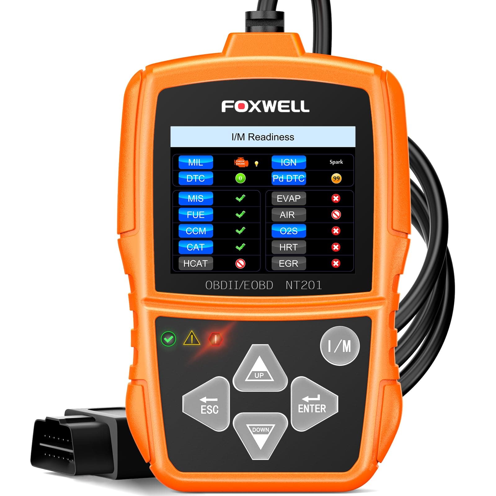 FOXWELL NT201 OBD2 Scanner Code Reader for Cars and Trucks Check Engine Light, Read and Clear Fault Codes, Live Data Diagnostic Tool for All Cars After 1996