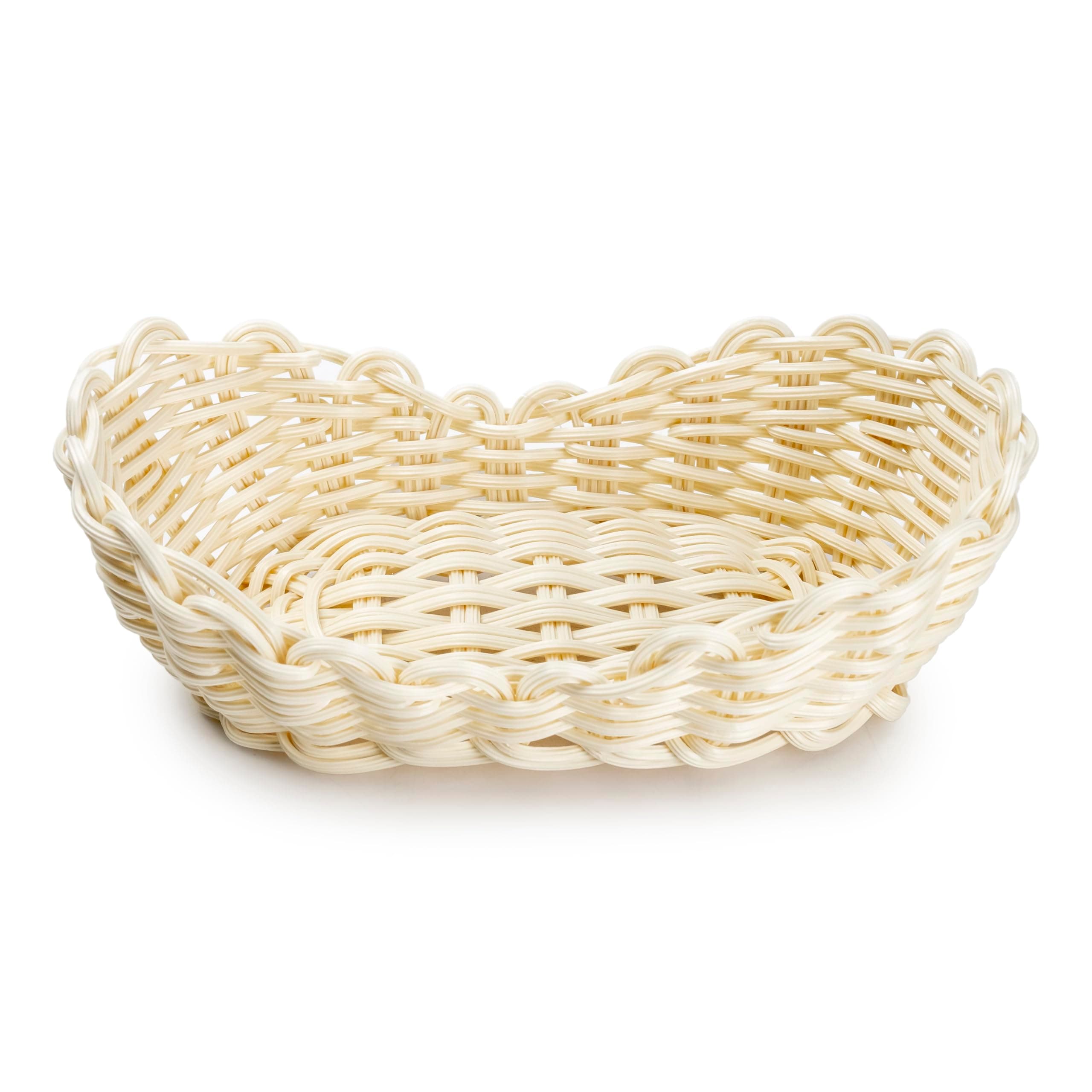SunnexHeavy Duty Small Poly-Rattan Basket - Compact and Durable Storage Solution, Beige 23x13x8.5cm