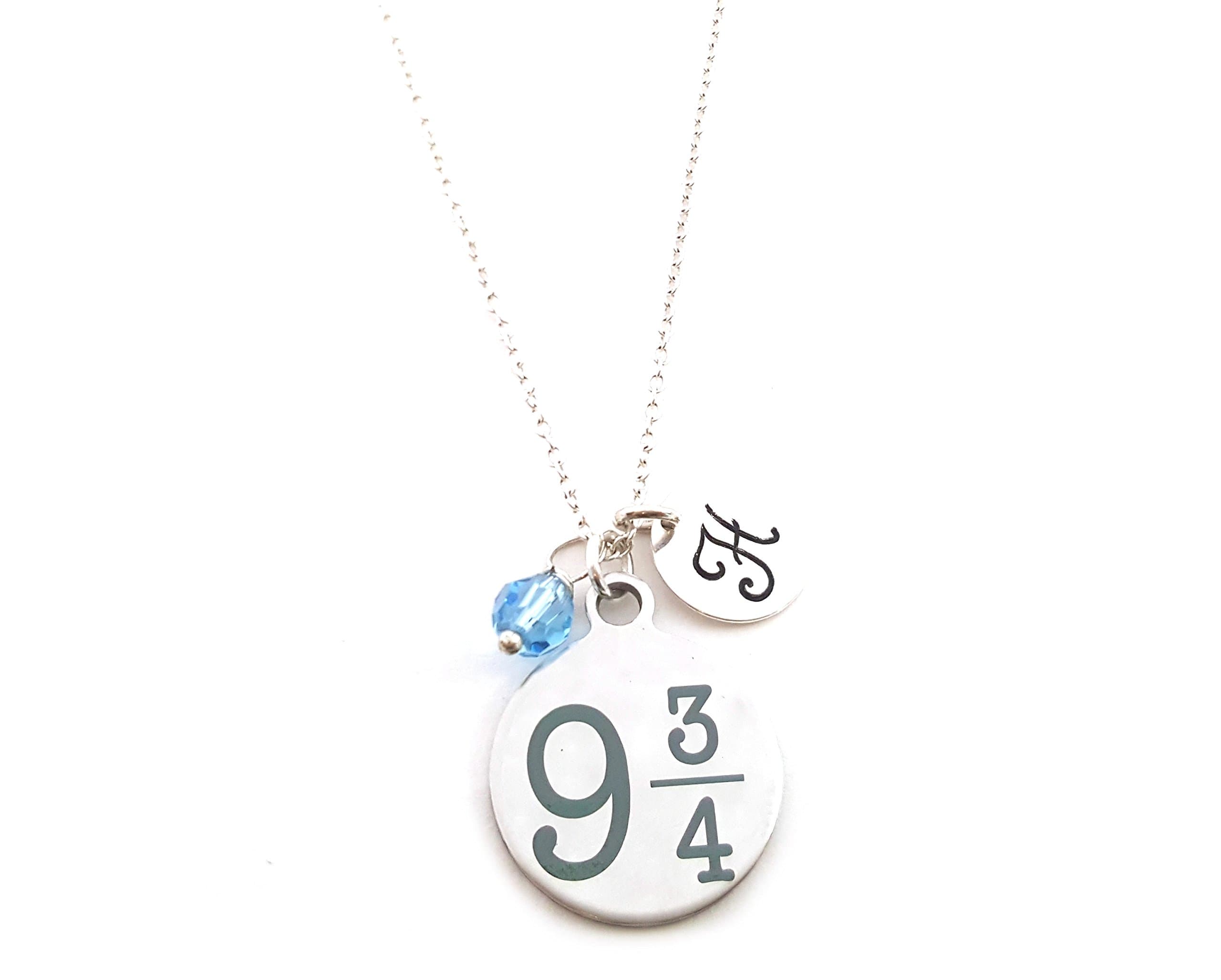 Platform 9 3/4 Necklace – Silver Tone Harry Potter Charm Sterling Silver Chain – Personalized Birthstone Jewelry Gift for Her