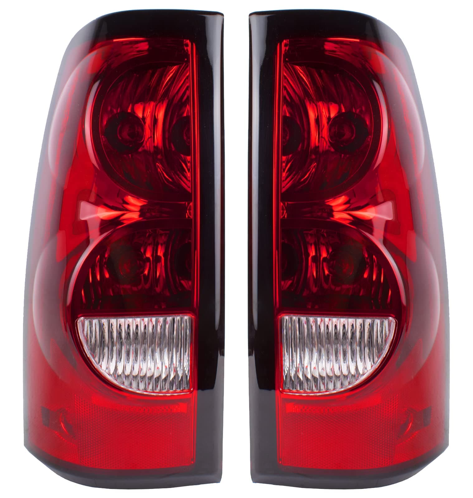 Boine Compatible With 2003 2004 2005 2006 Chevy Silverado 1500 2500 3500 Driver and Passenger Side Tail Light - Bulb and Harness Included