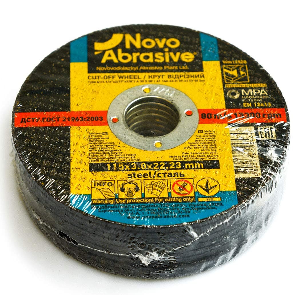 NovoAbrasove PROFI Cut Off Wheels 10-Piece, Metal and Stainless Steel Cutting Discs, 115mm x 3.0mm x 22mm for Angle Grinders
