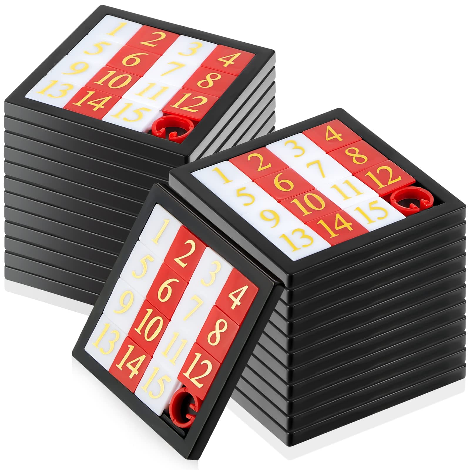 24 Pcs 15 Slide Puzzles for Kids Number Slide Puzzle Set - Brain Teaser and IQ Educational Toy for Teens, 2.6 x 2.6 Inches, Ideal for Teacher Rewards, and Learning Toys Great Party Favors