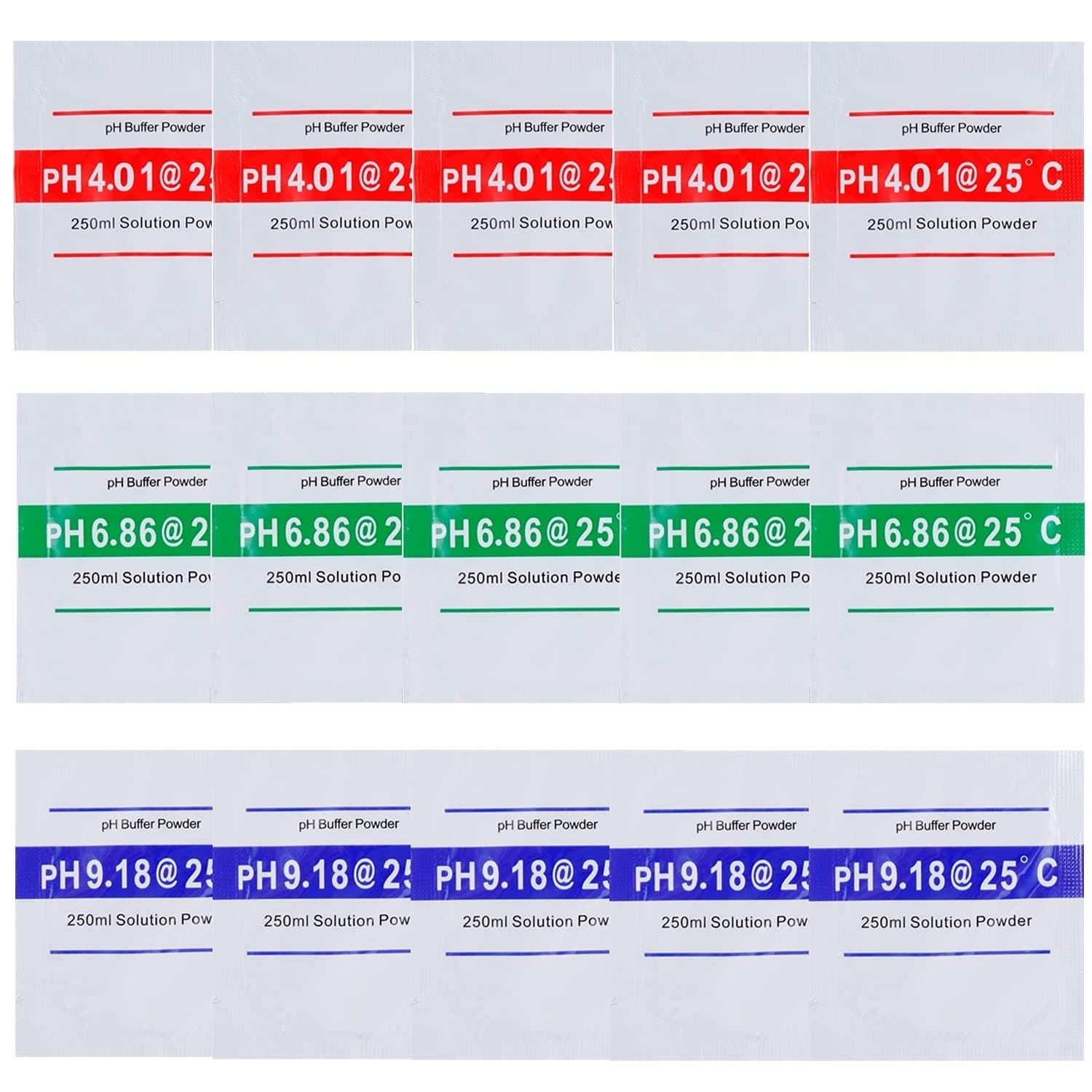 – BOJACK 15 Pack of pH Meter Buffer Solution Powder for Precise and Easy PH Calibration, PH Calibration Powder Solution 4.01pH,6.86pH and 9.18pH