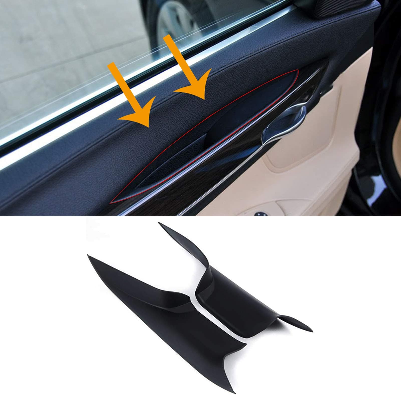 Moonlinks Compatible with BMW 7 Series Door Pull Handle Covers, Left Front + Right Front Interior Door Grab Handle Covers Trim(Compatible with BMW 7 Series 730 740 750 760 F01 F02 2008-2014)