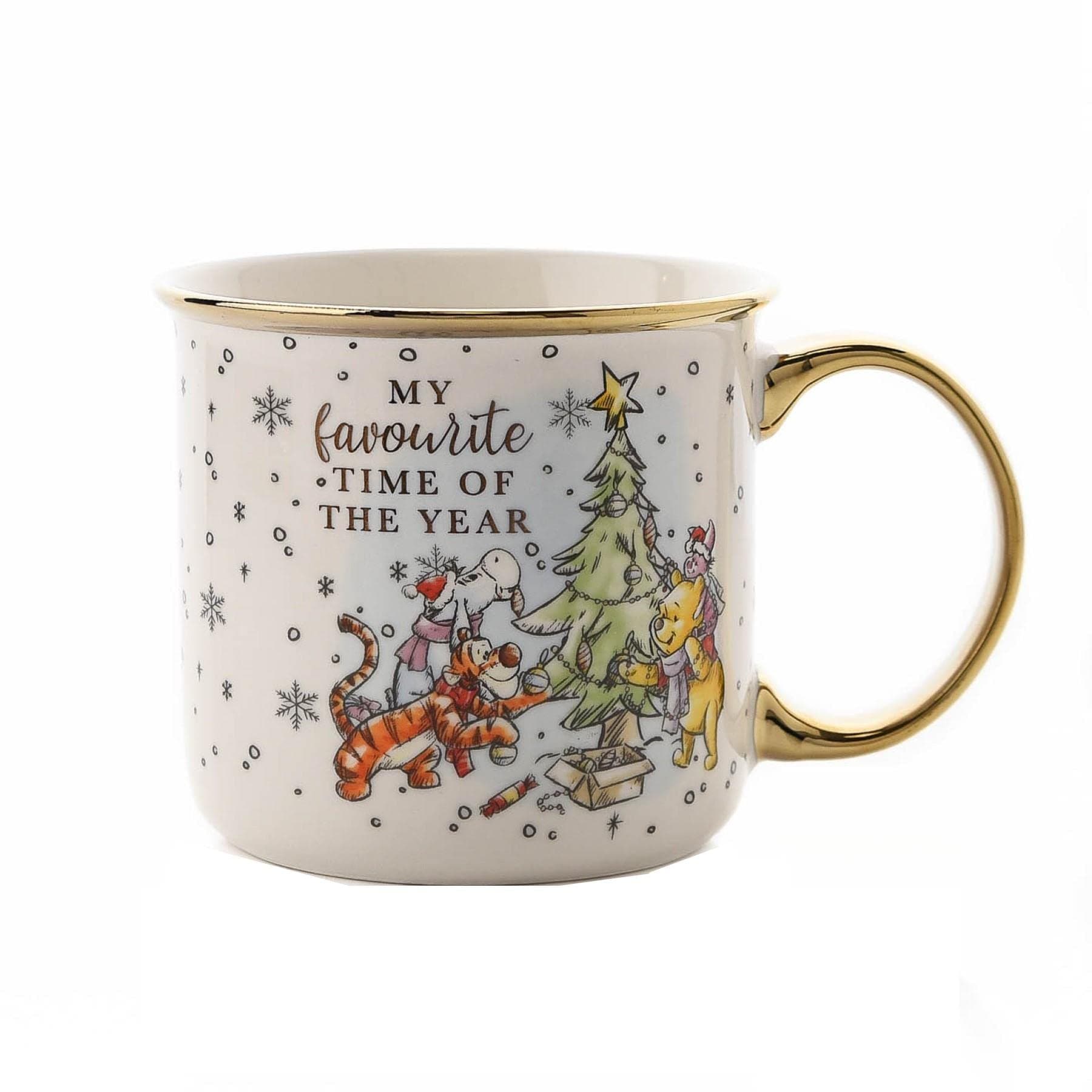 Christmas Mug with Gold Rim/Handle - Winnie the Pooh 4565