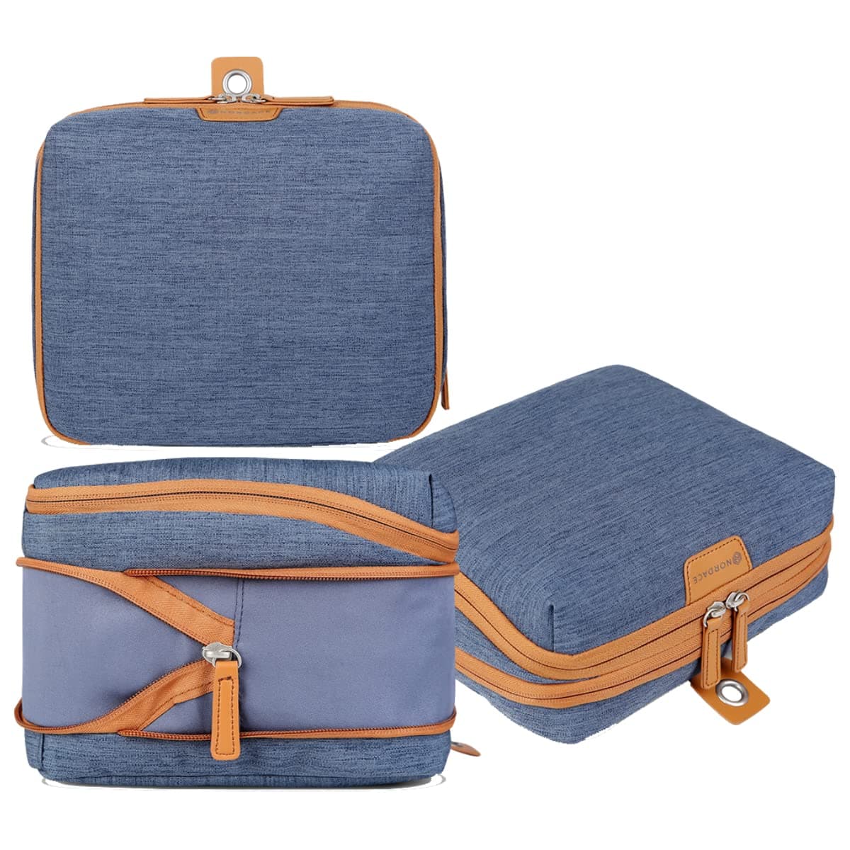 NordaceTravel Packing Organizers Set for Men and Women - 2x Packing Cubes & 1x Wash Pouch - Durable & Water Resistant (Blue)