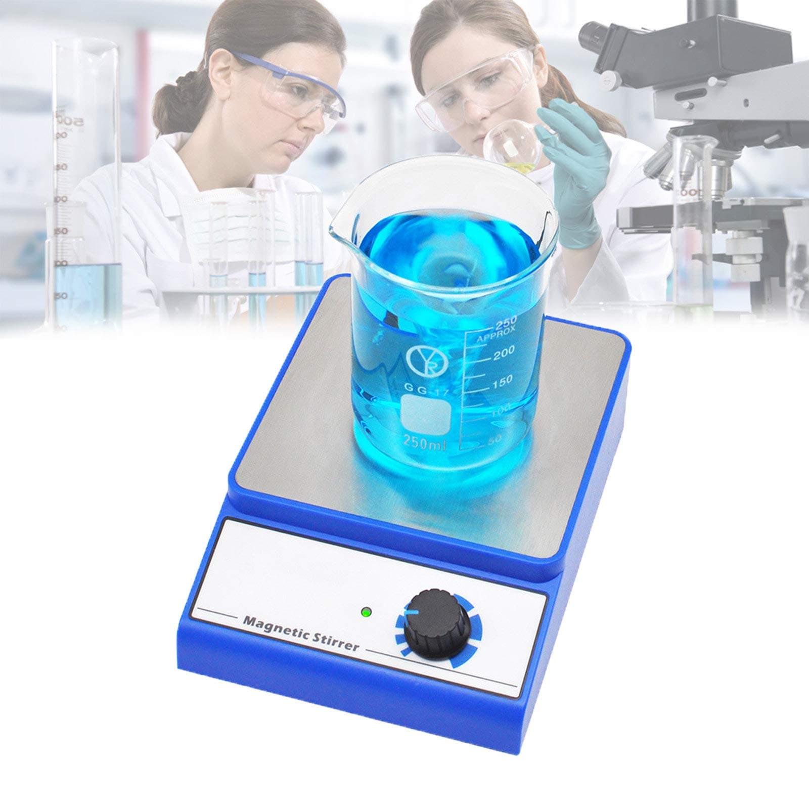 Mini Magnetic Stirrer, Stepless Speed Magnetic Mixer with Stir Bar, Lab Stirrer 3000RMP, 3000ml