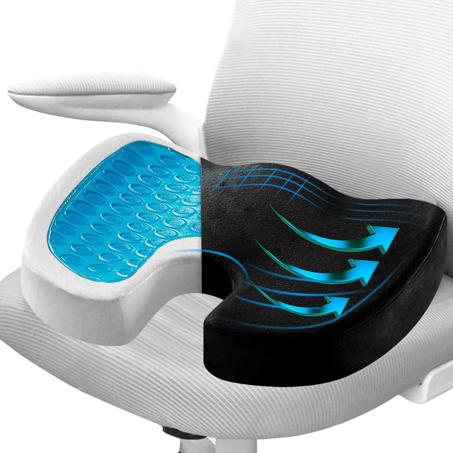 Gluckluz Tailbone Seat Cushion Memory Foam Office Chair Pillow