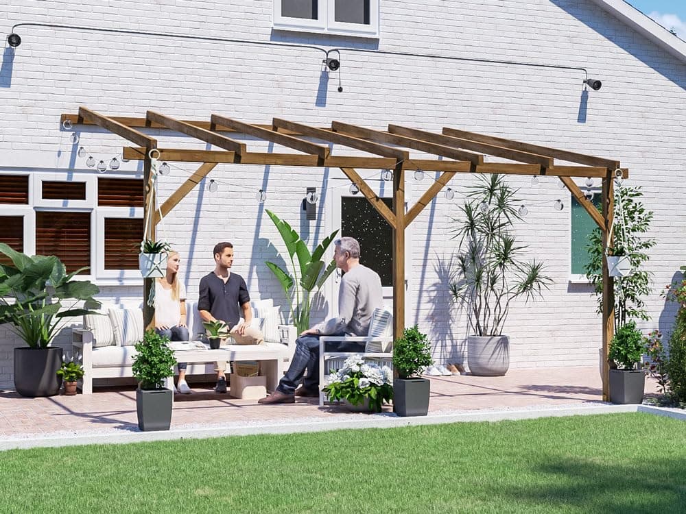 Dunster House Lean To Pergola Kit 4m x 3m Wooden Heavy Duty Garden Plant Frame Utopia