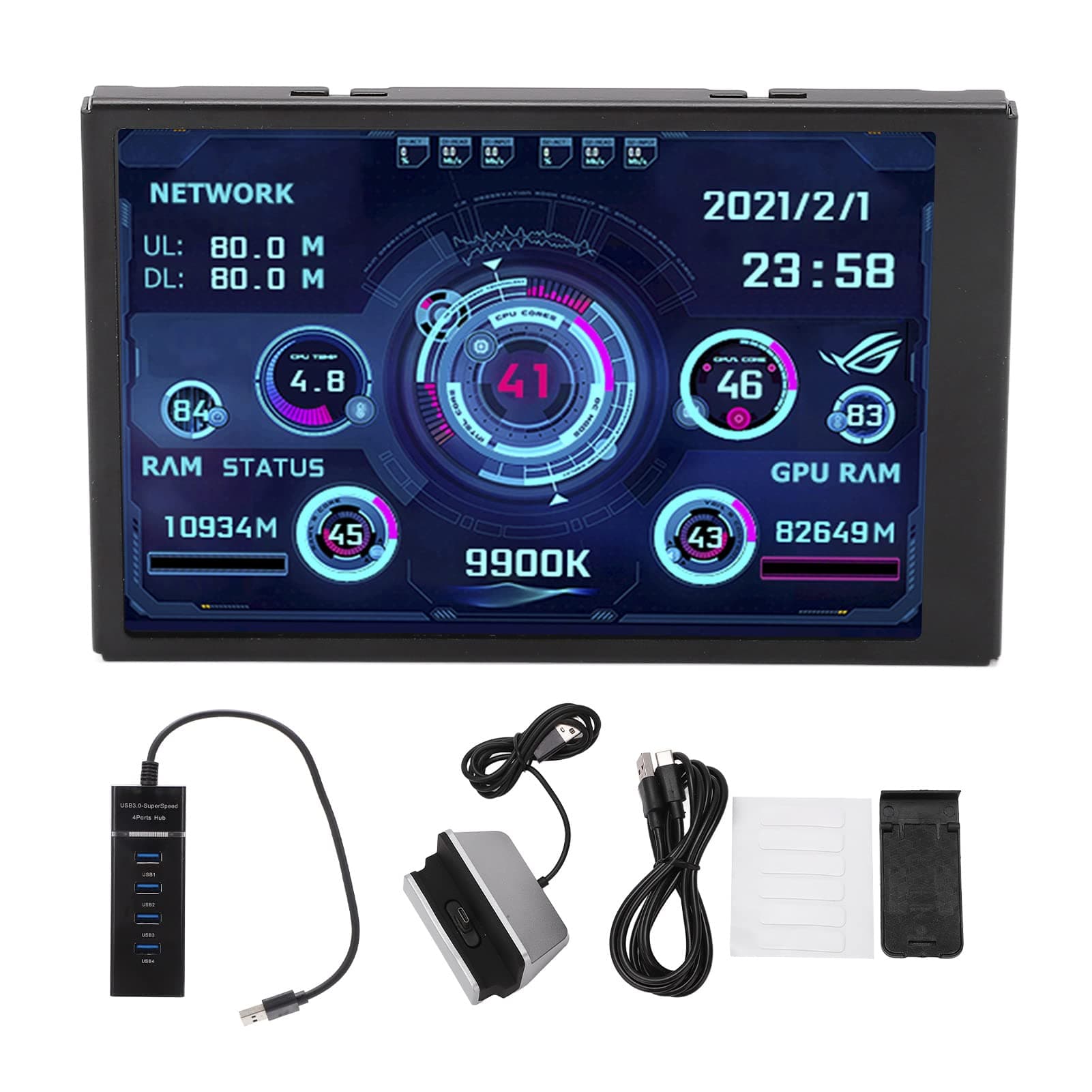 3.5 Inch IPS USB Mini Screen AIDA64 PC CPU HDD Data Monitor Computer Temperature Display Type C Electronic Equipment Monitoring