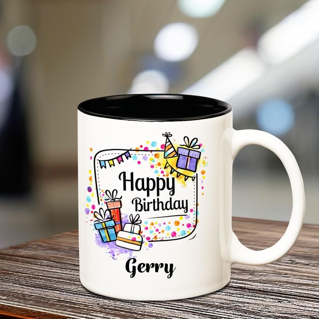 HuppmeHuppme Happy Birthday Gerry Inner Black Coffee Name Mug