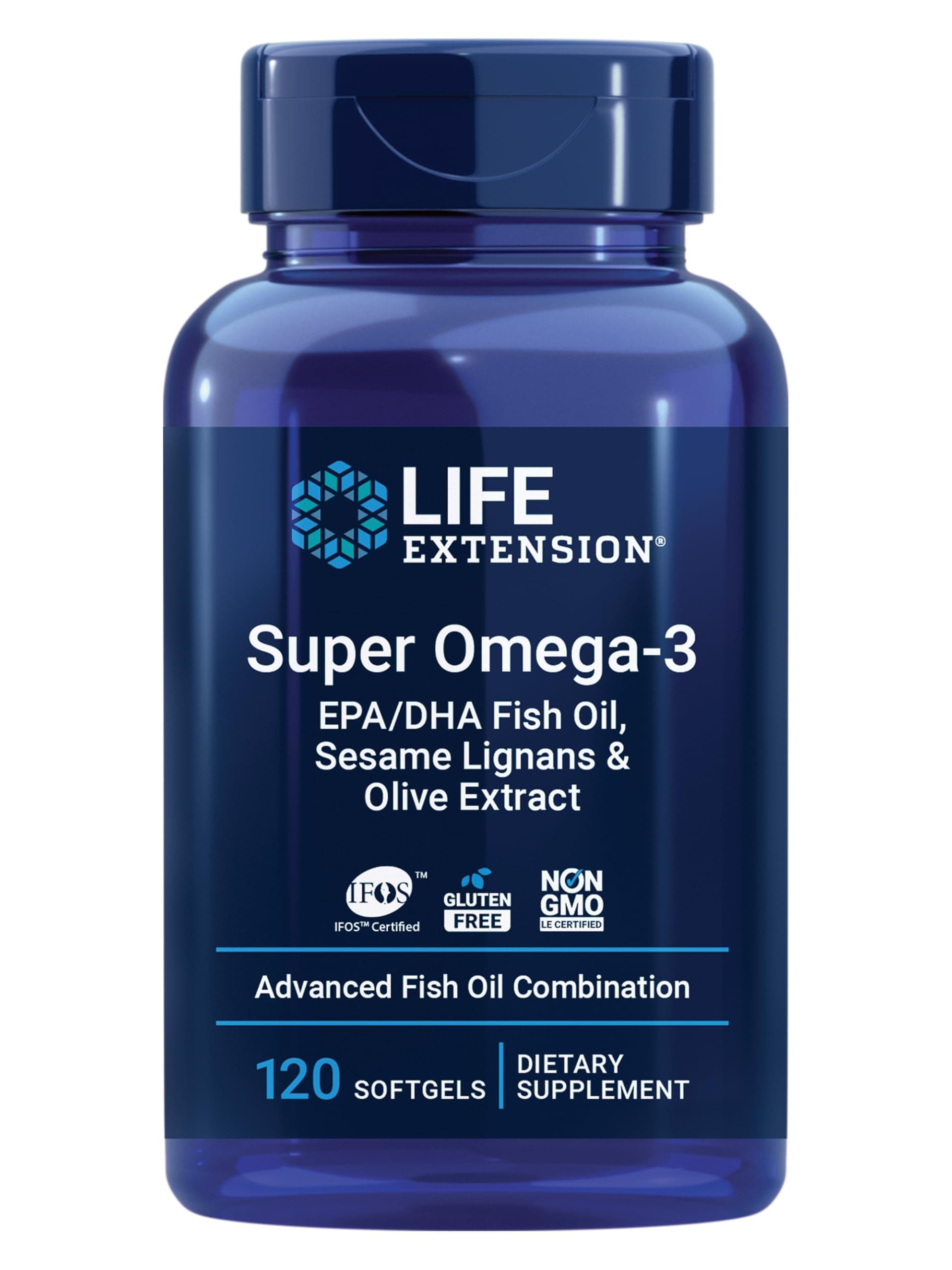 Super Omega-3 (Fish Oil) EPA/DHA with Sesame Lignans & Olive Extract, 120 softgels