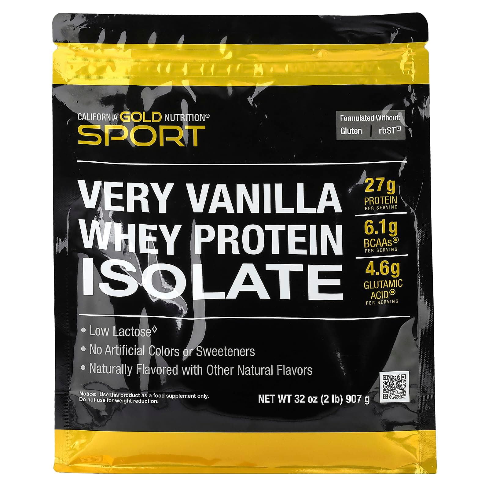 California Gold Nutrition Sport, Whey Protein Isolate with Organic Cane Sugar, with Sunflower Lecithin, Very Vanilla, 2 lb (907 g)