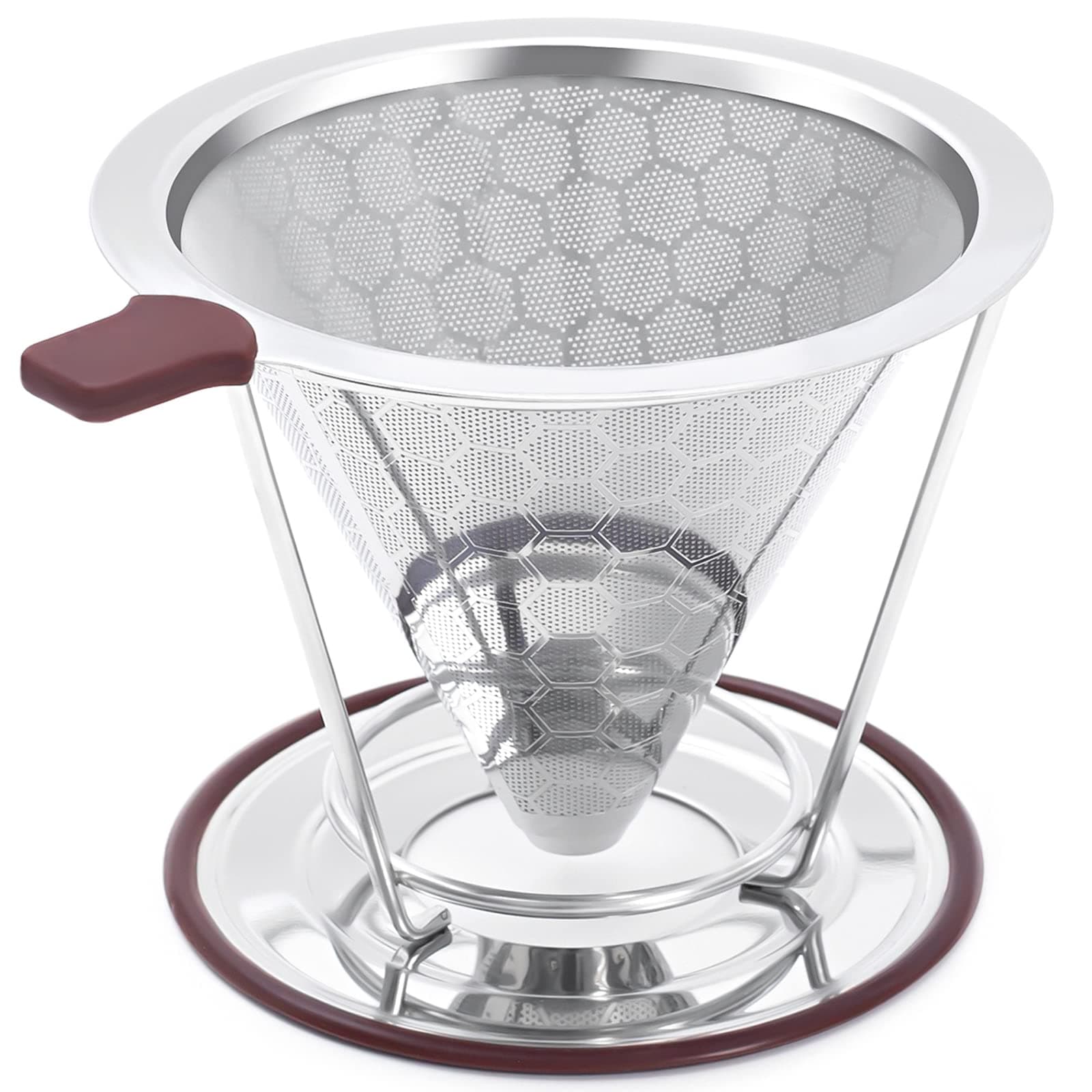 Pour Over Coffee Dripper, MISETTO Stainless Steel Coffee Filter,Easy to Clean Paperless pour over coffee maker,Reusable Pour Over Coffee Filter,Cone Coffee Dripper with Removable Cup
