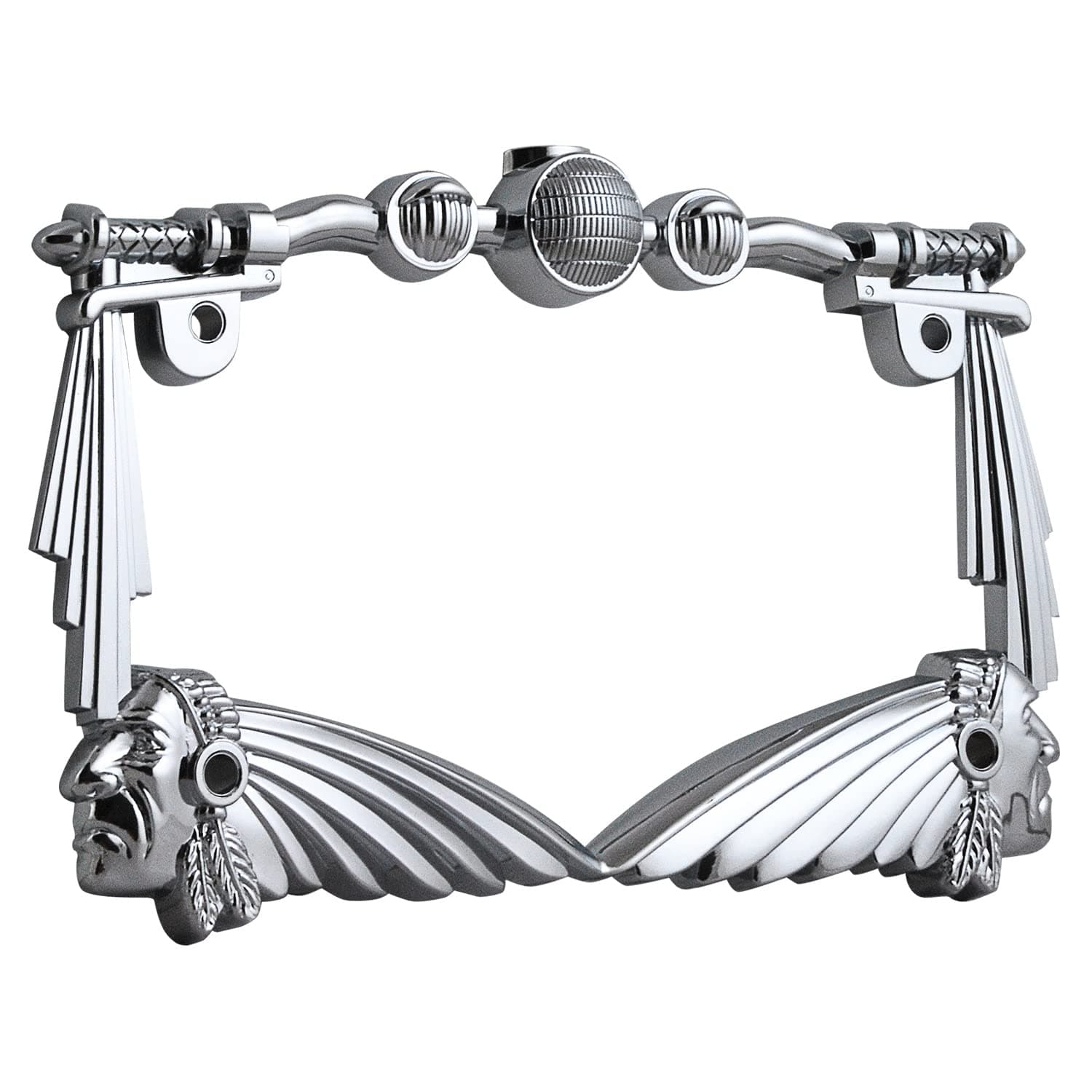TC Sportline LPF248-C 3D Handle Bar and Indian Chief Style Zinc Metal Chrome Finished Motorcycle License Plate Frame