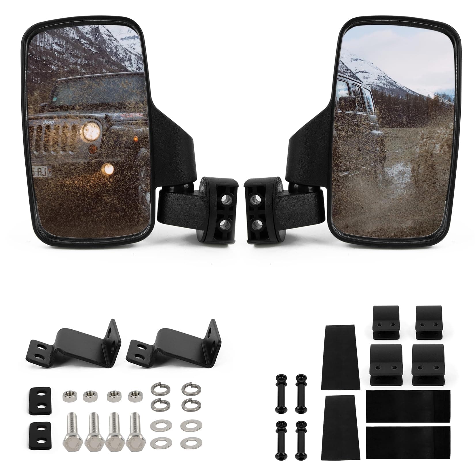 psler UTV Side View Mirrors, UTV Universal Rear View Side Mirror with Bracket Clamp and 1.75” to 2” Roll Cage Bar for U-FORCE 600 1000, P-olaris Ranger 500 570 900 2015-2023