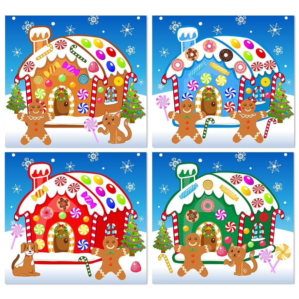 OmgouueMake-A-Gingerbread House Stickers Christmas Party Game/Craft/Activity/Favor/Supplies for kids16pcs